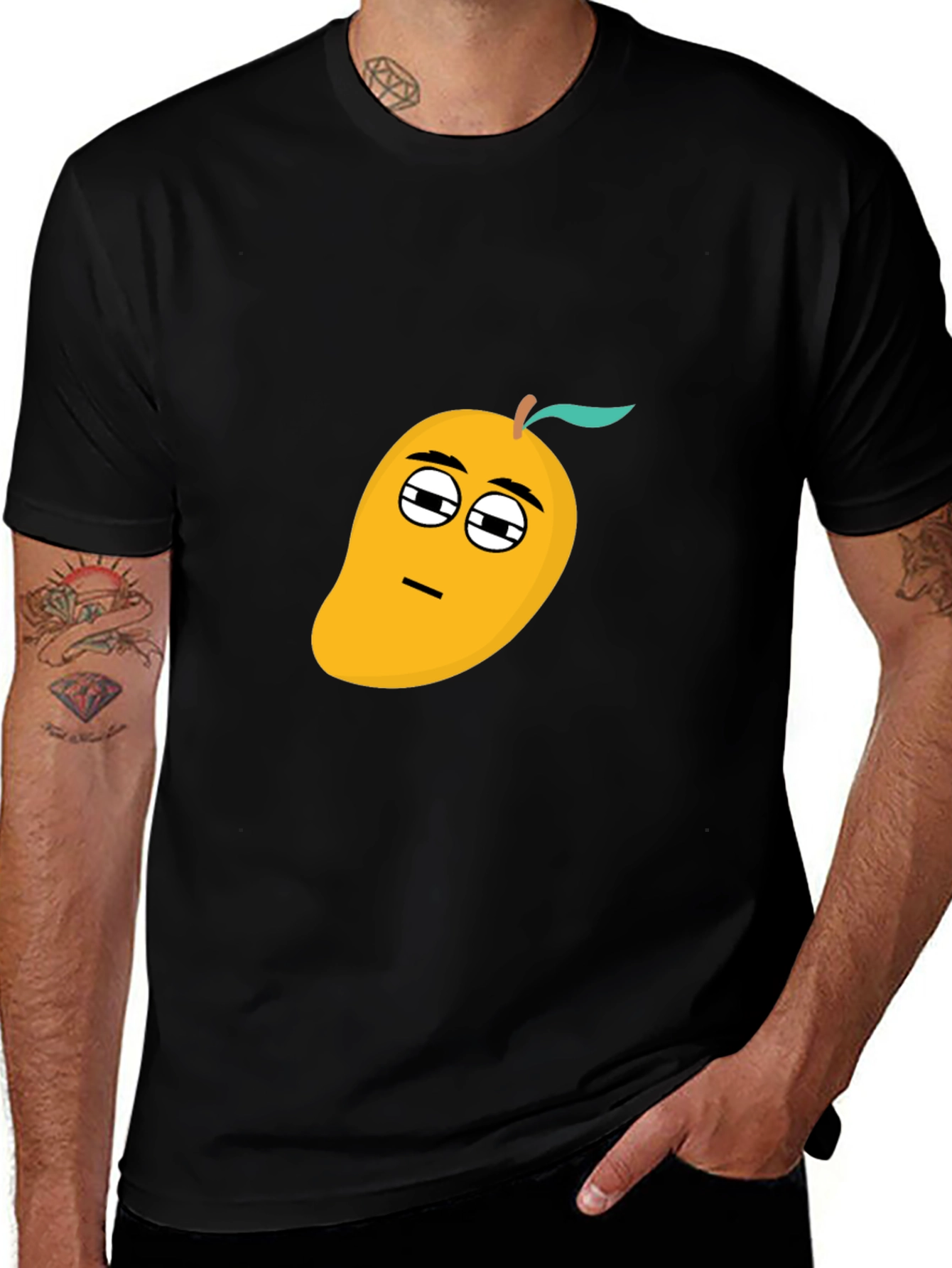 Variant 9 of Funny Mango Cartoon Black T-Shirt