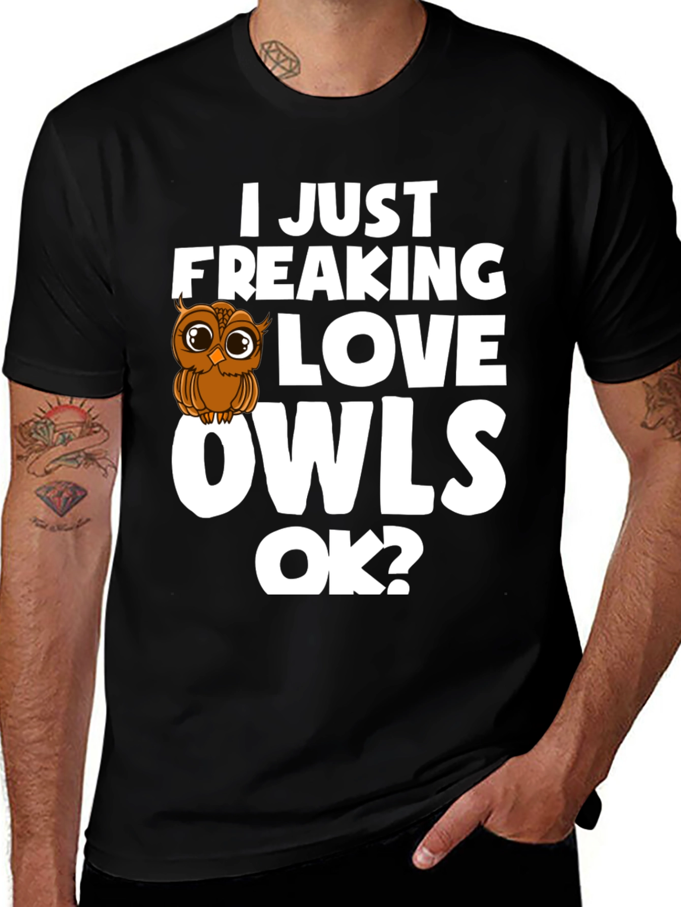 Variant 15 of I Love Owls T-Shirt - Unisex Black Tee