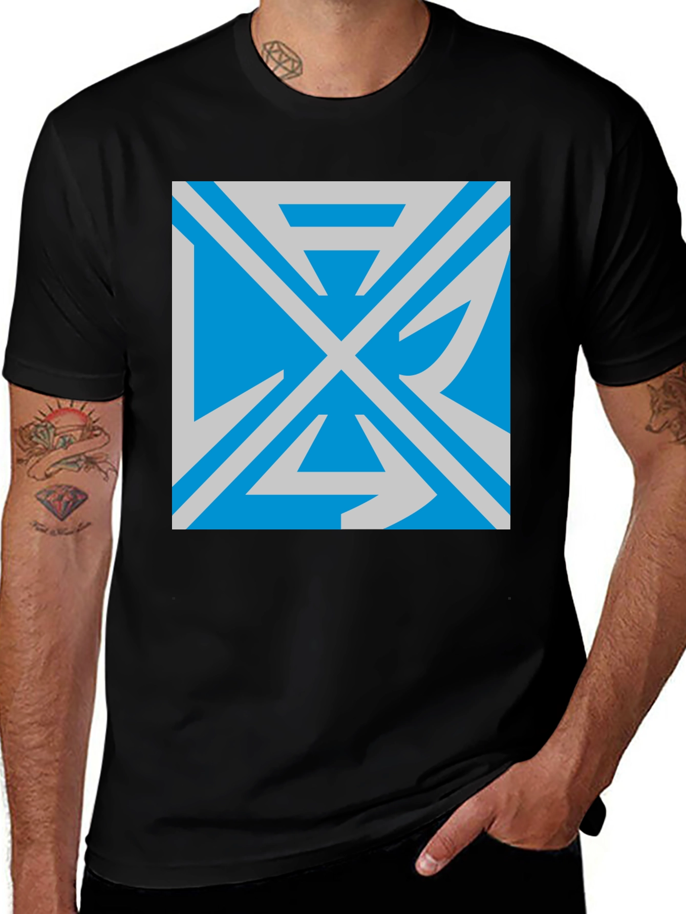 Variant 25 of Geometric Graphic Print Black T-Shirt