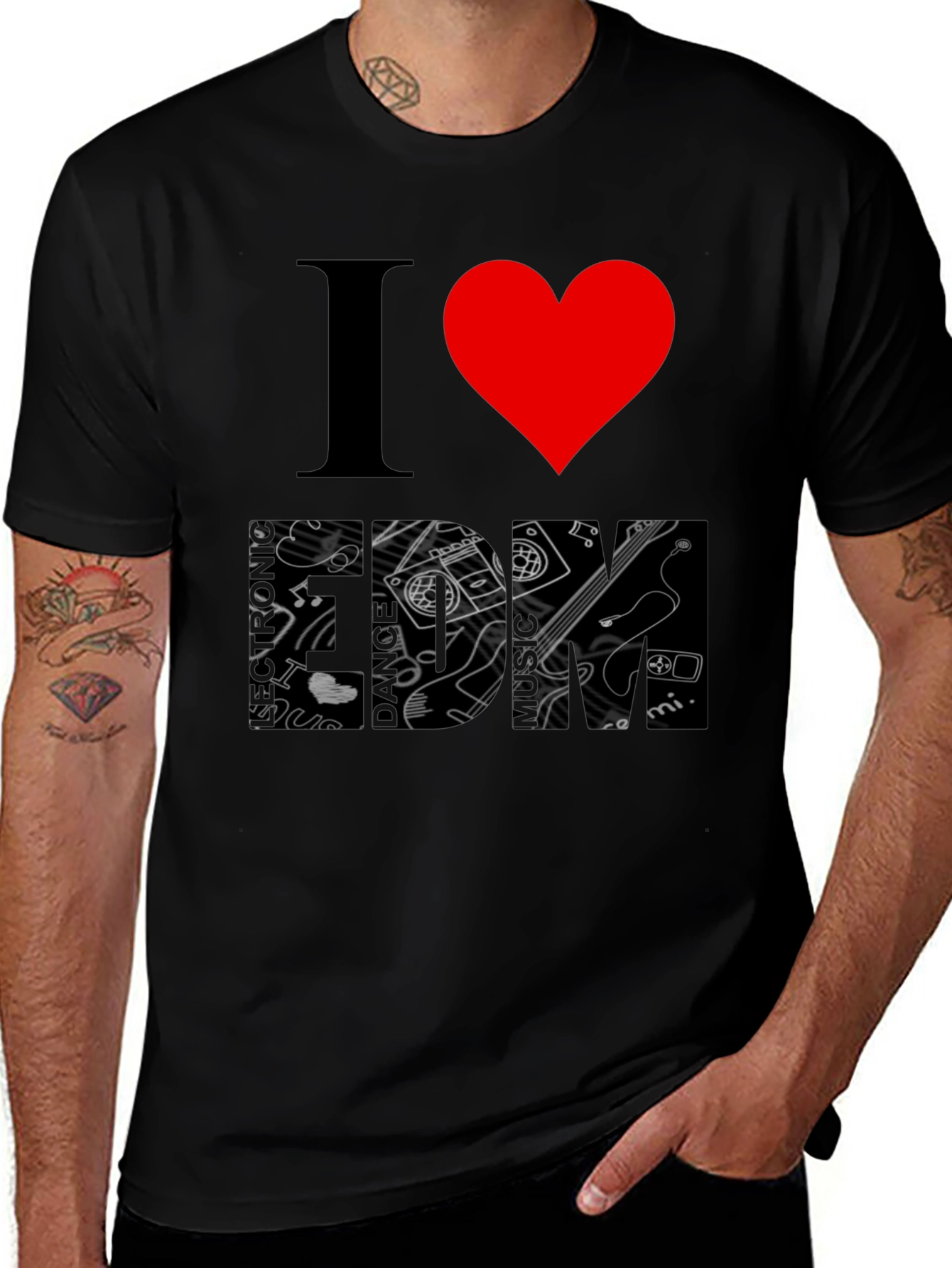 Variant 30 of I Heart Music Black Graphic T-Shirt