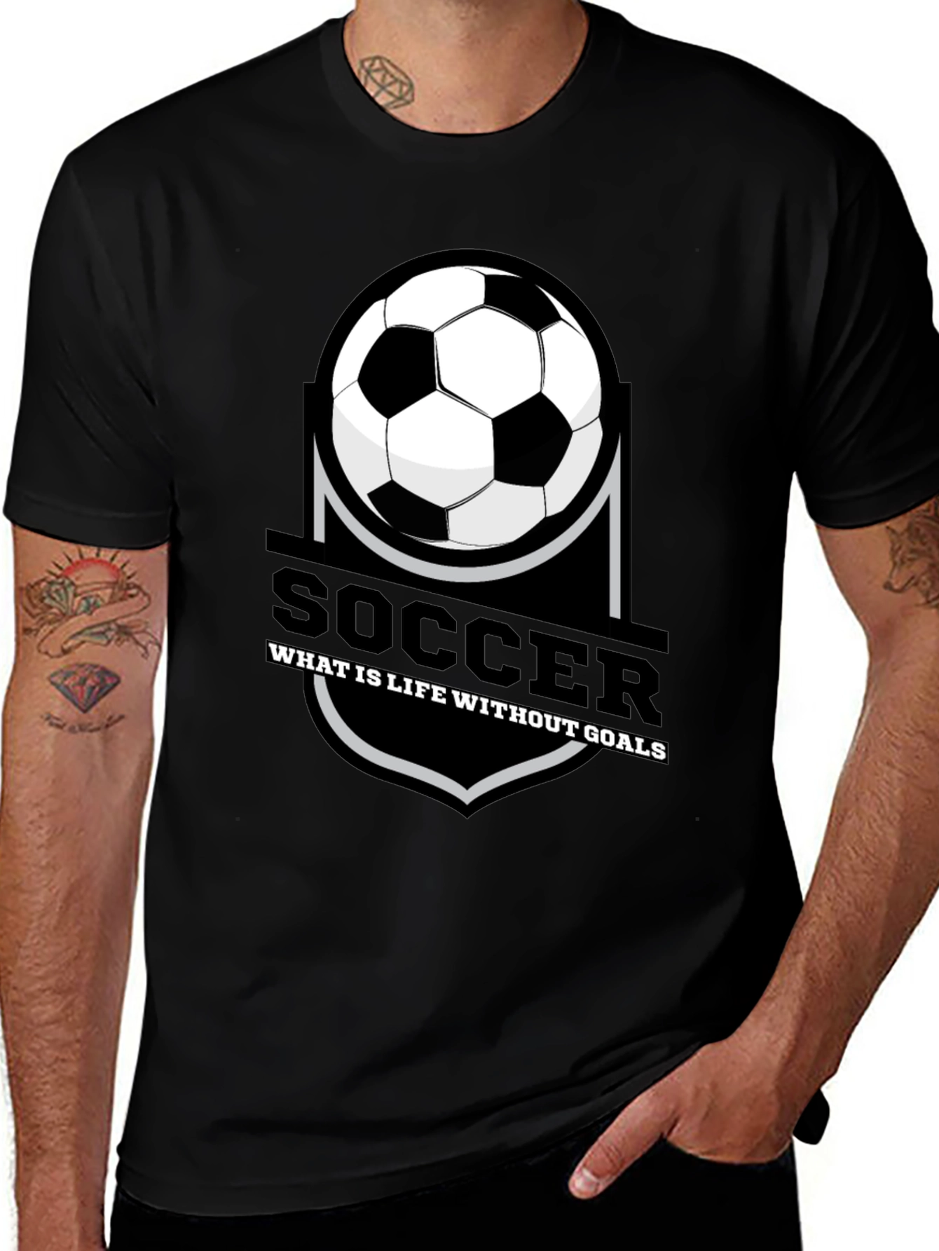 Variant 5 of Soccer Life T-Shirt - Goals Design Black Tee