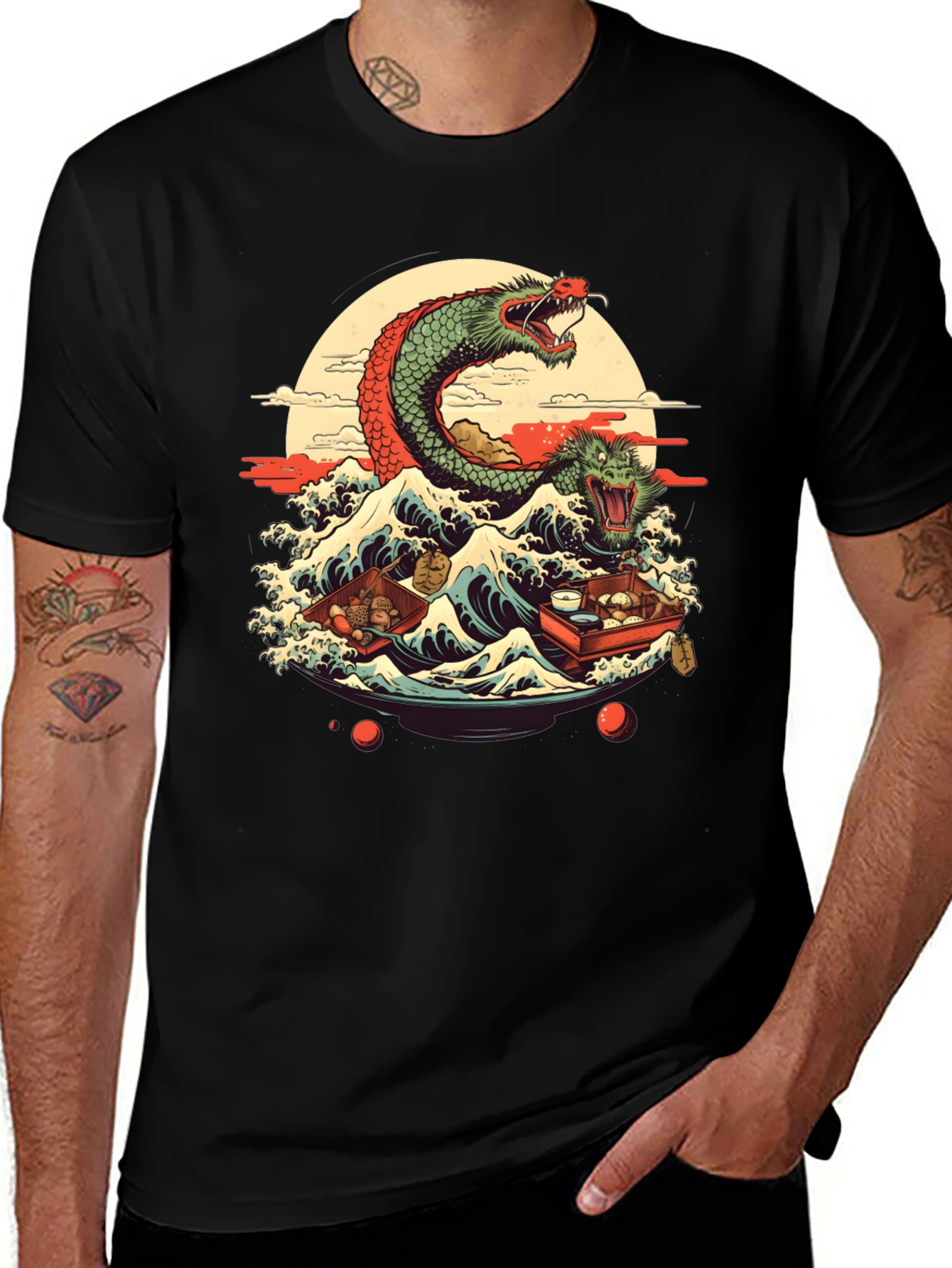 Dragon Wave Graphic Tee - Japanese Style