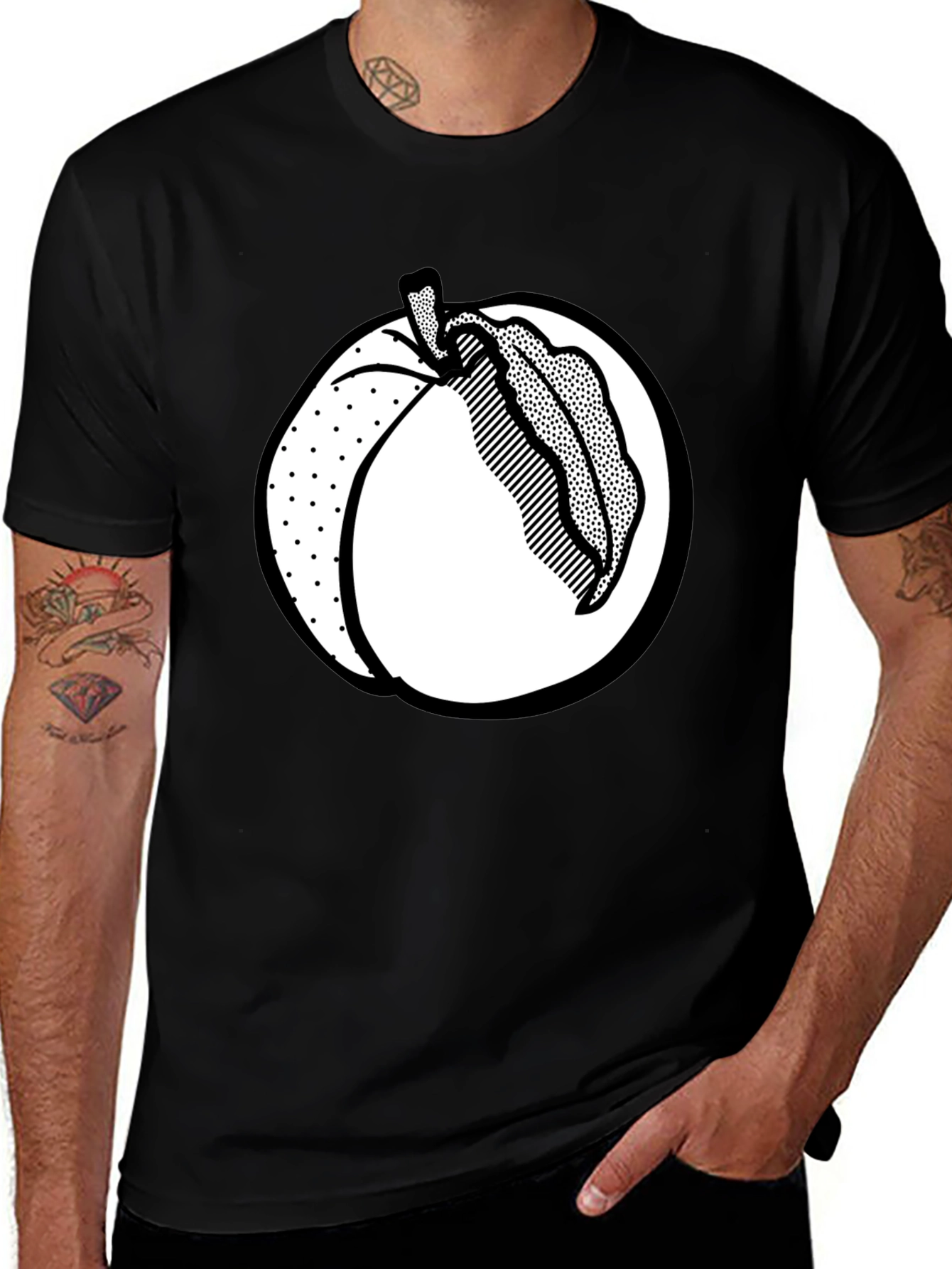 Variant 5 of Peach Graphic Tee - Black Unisex Shirt