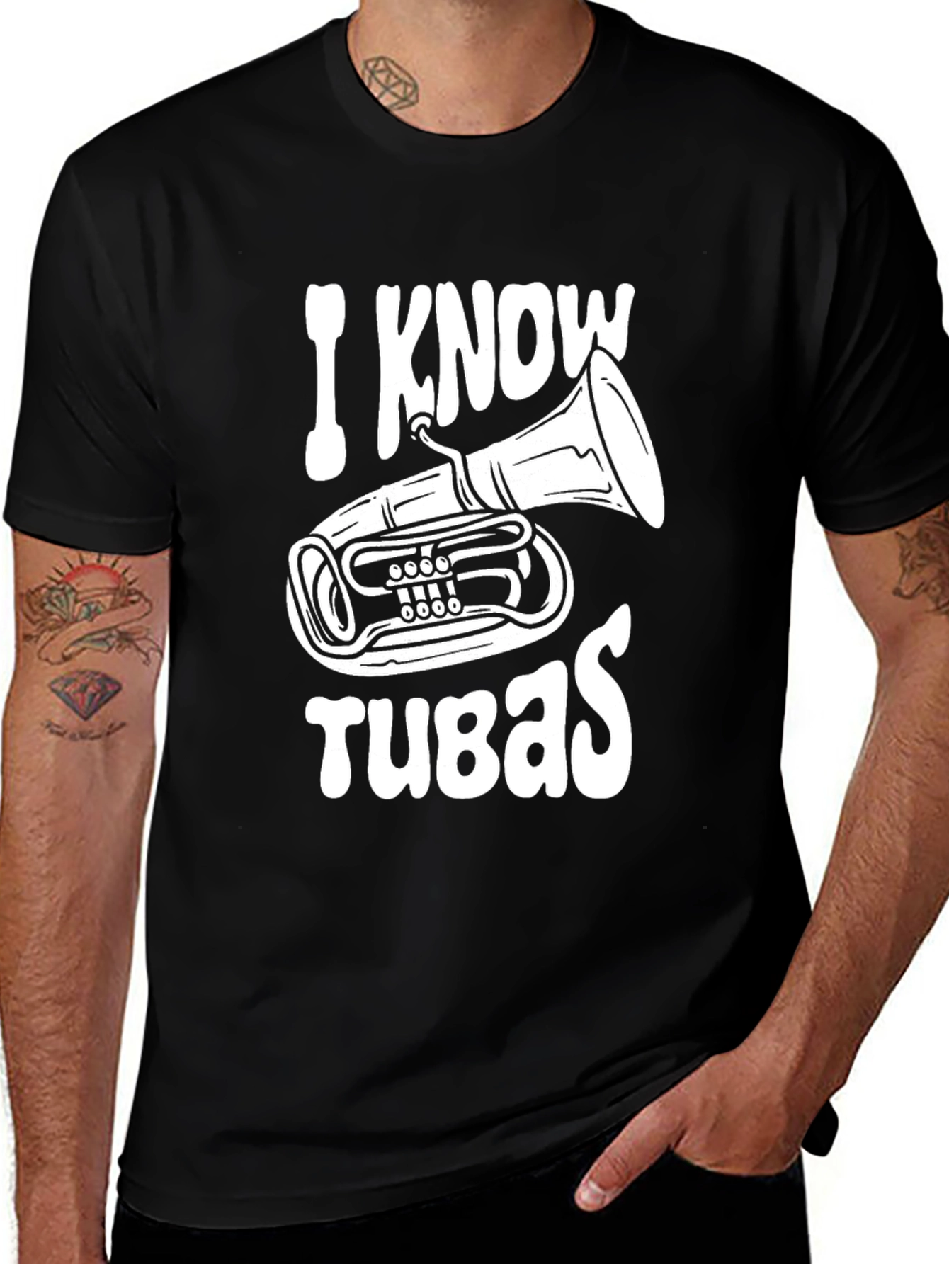 Variant 11 of I Know Tubas Black T-Shirt Music Lover Tee