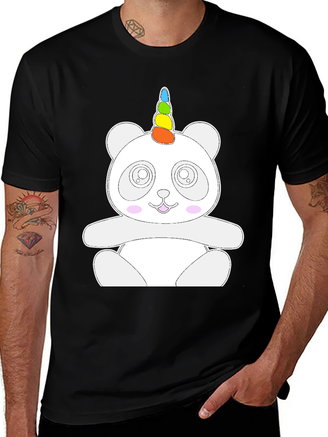 Variant 23 of Unicorn Panda Graphic Tee - Black