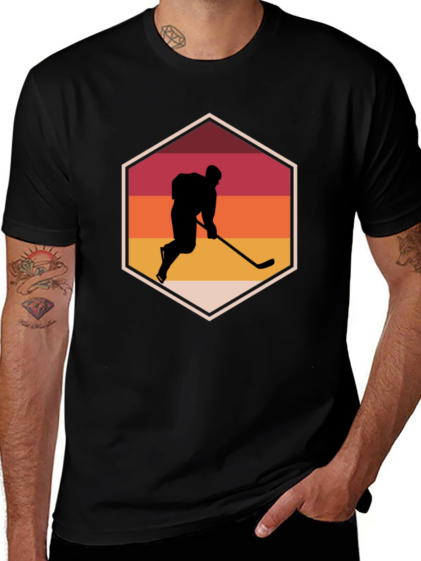 Variant 27 of Hockey Sunset T-Shirt - Retro Athlete Tee