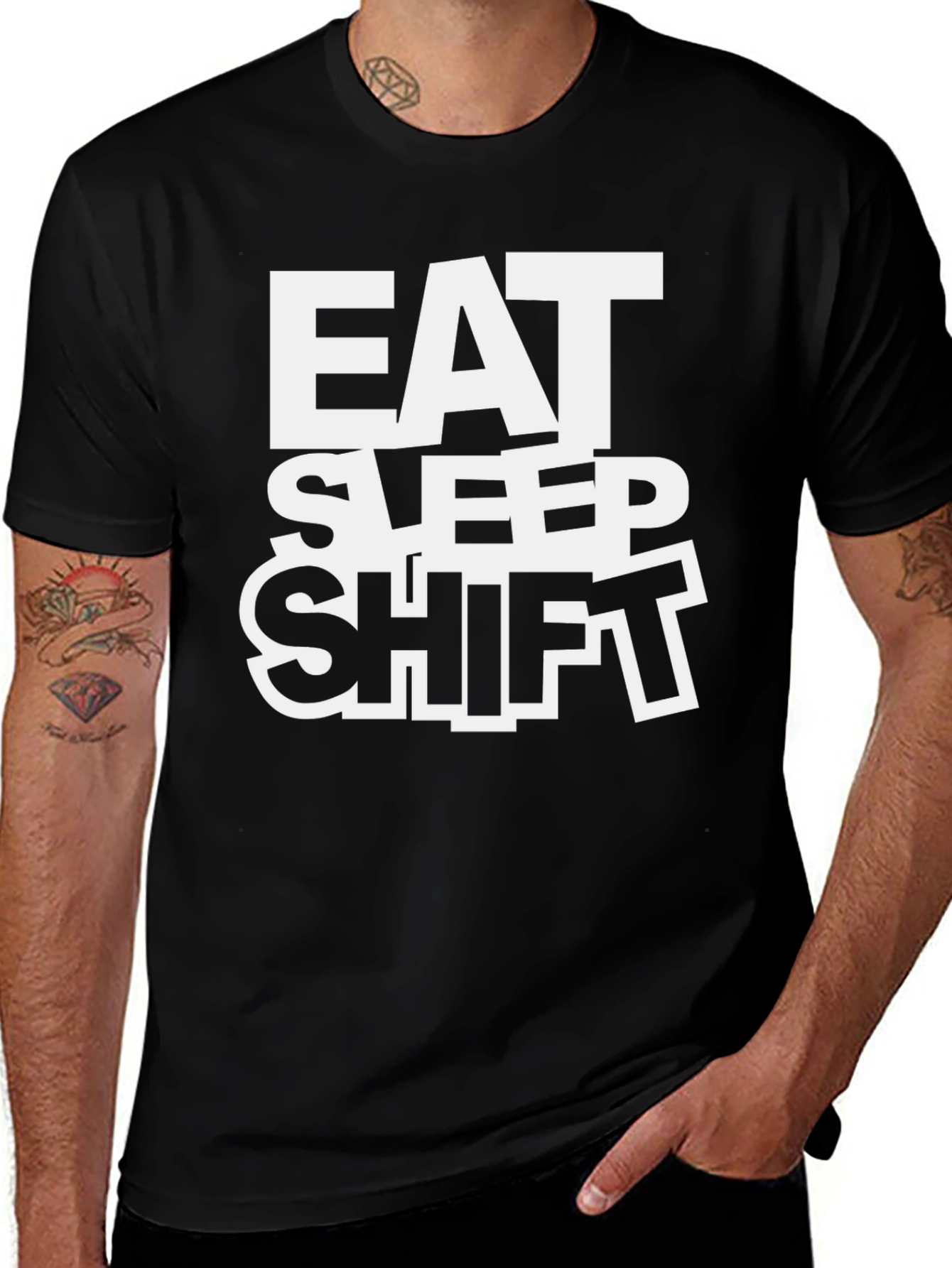 Variant 18 of Eat Sleep Shift T-Shirt - Black Crew Neck
