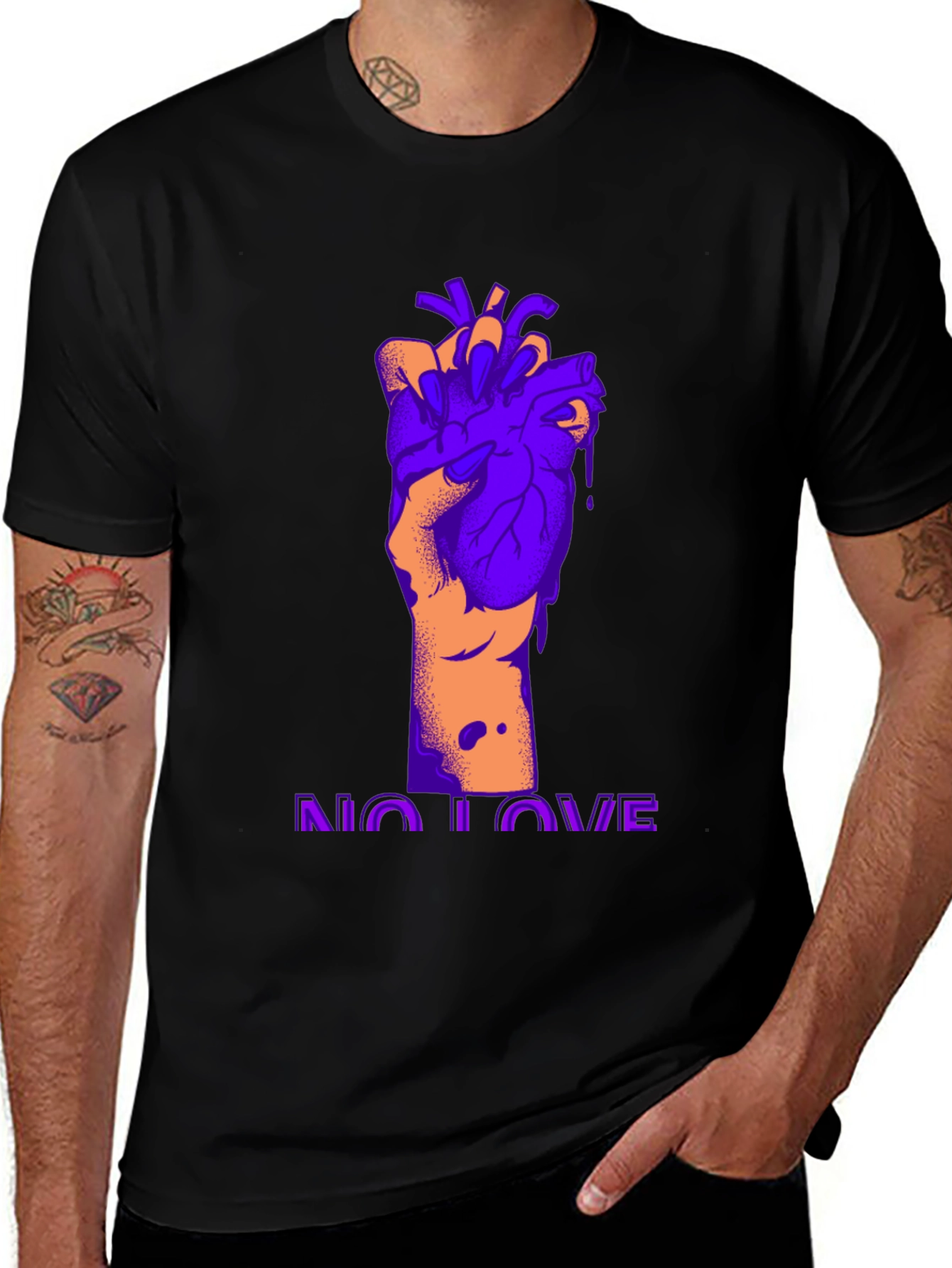 Variant 16 of No Love Heart Graphic Tee - Black Unisex