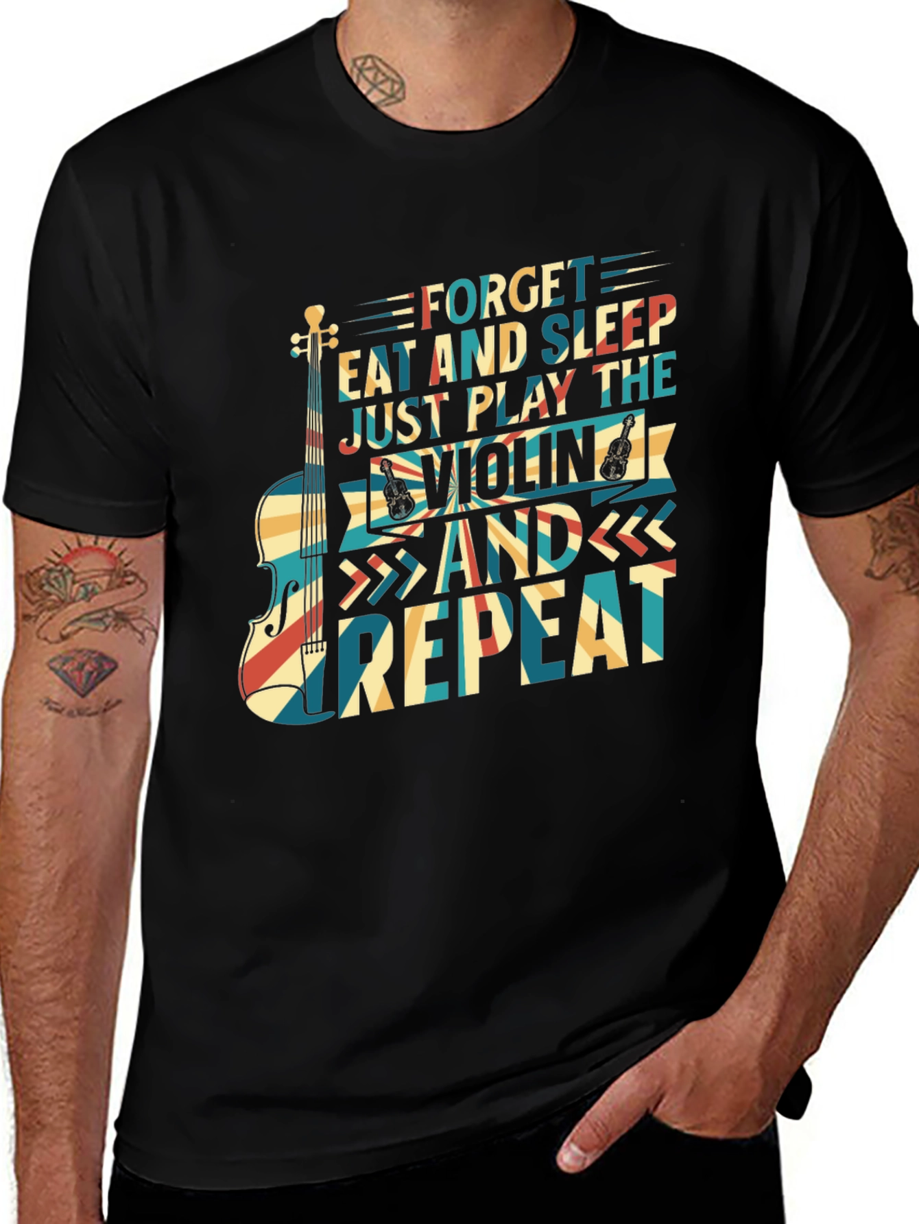 Violin Player T-Shirt Forget Eat Sleep Just Play Repeat Music Tee