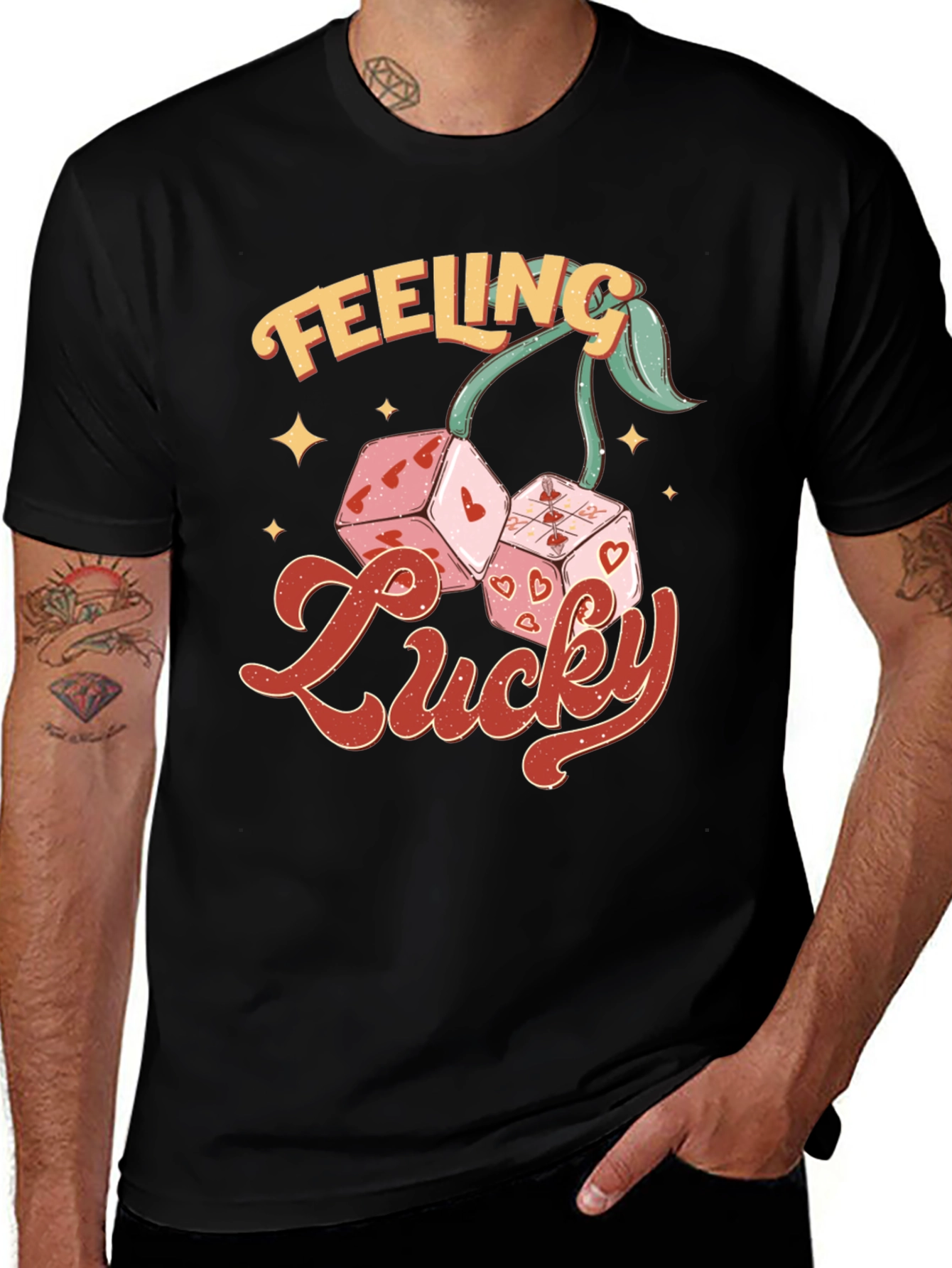 Feeling Lucky Dice Cherry Black T-Shirt