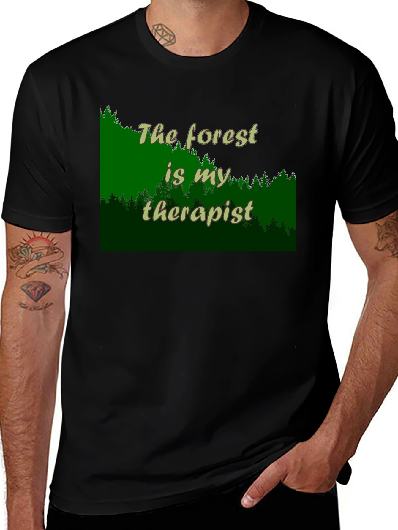 Variant 28 of The Forest is My Therapist Graphic Tee - Black