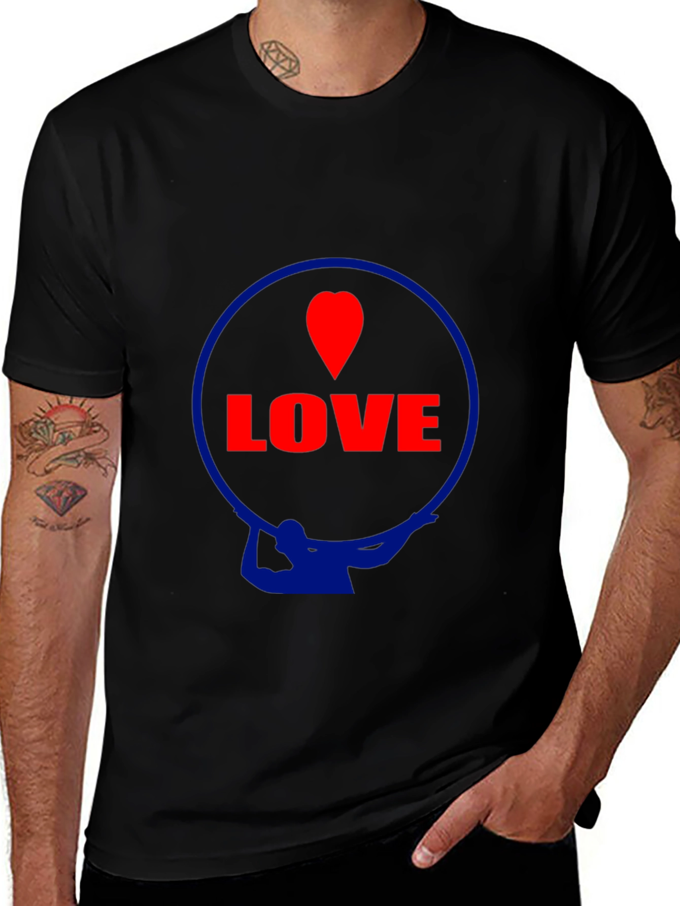 Variant 27 of Love Heart Graphic Black T-Shirt