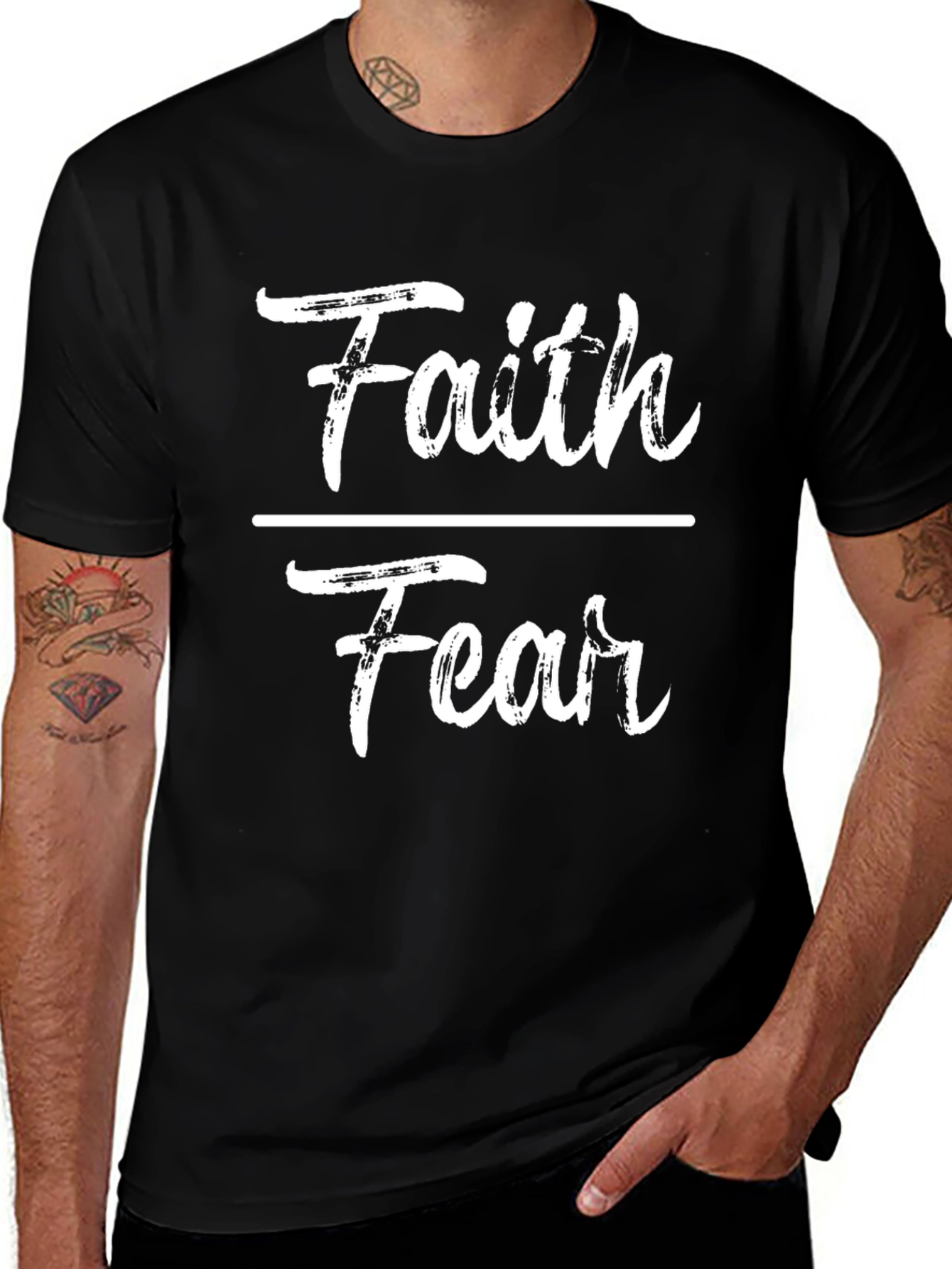 Variant 19 of Faith Over Fear Graphic Tee - Black T-Shirt