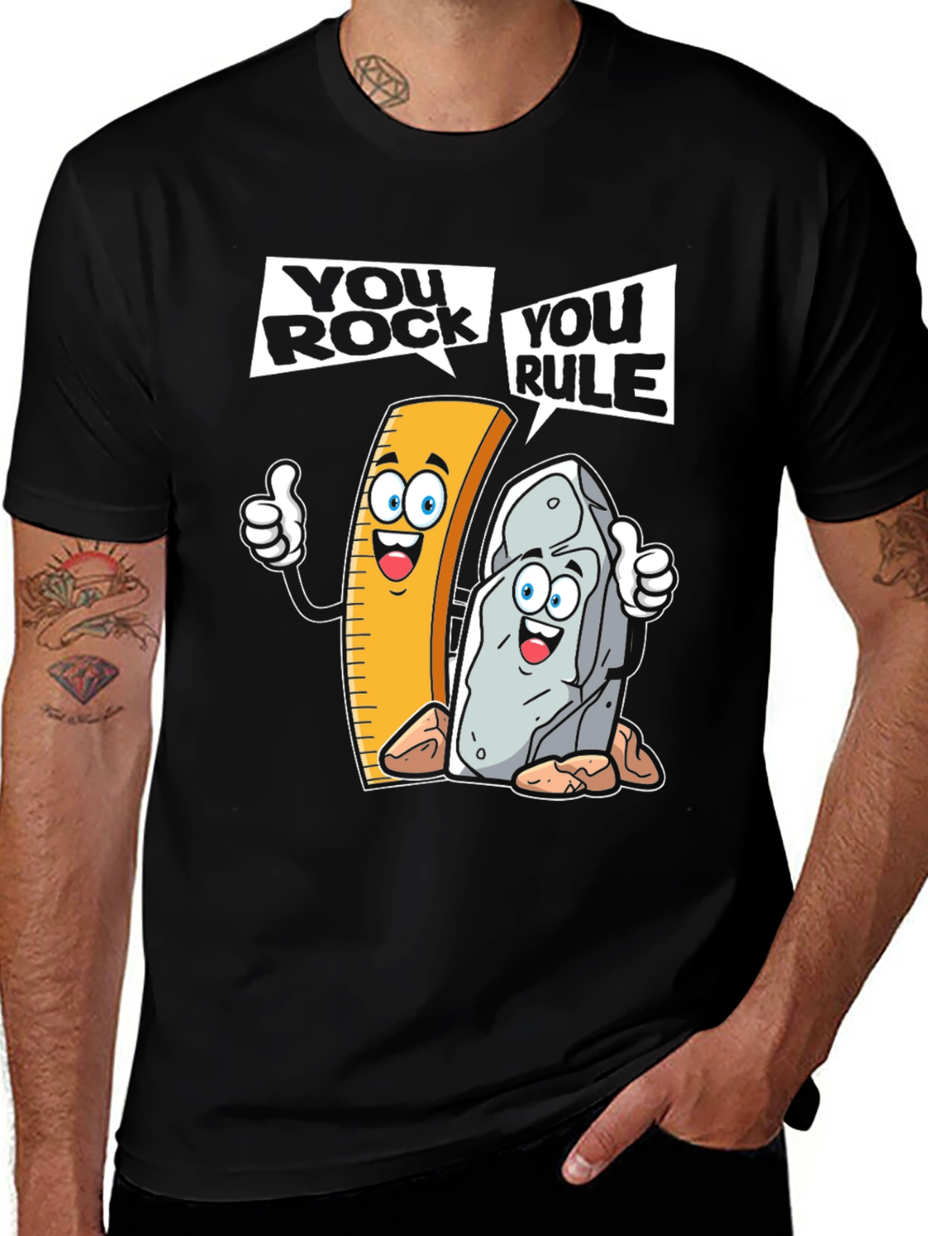 Variant 7 of You Rock You Rule T-Shirt Funny Cartoon Pun Shirt
