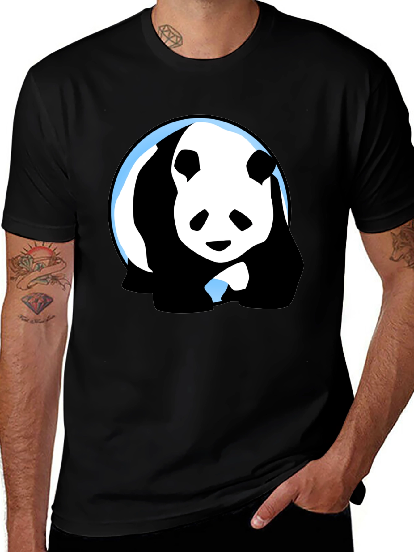 Variant 6 of Panda Graphic Print T-Shirt - Black