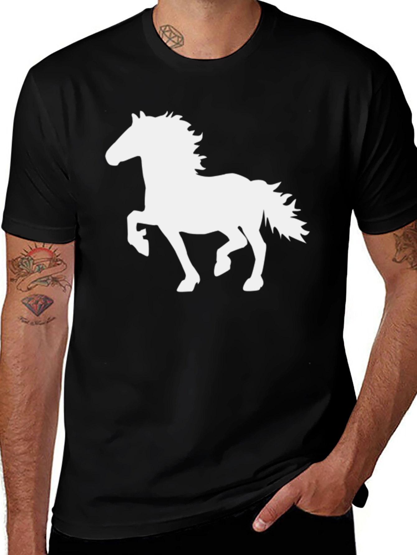 Variant 25 of Horse Silhouette Graphic Black T-Shirt