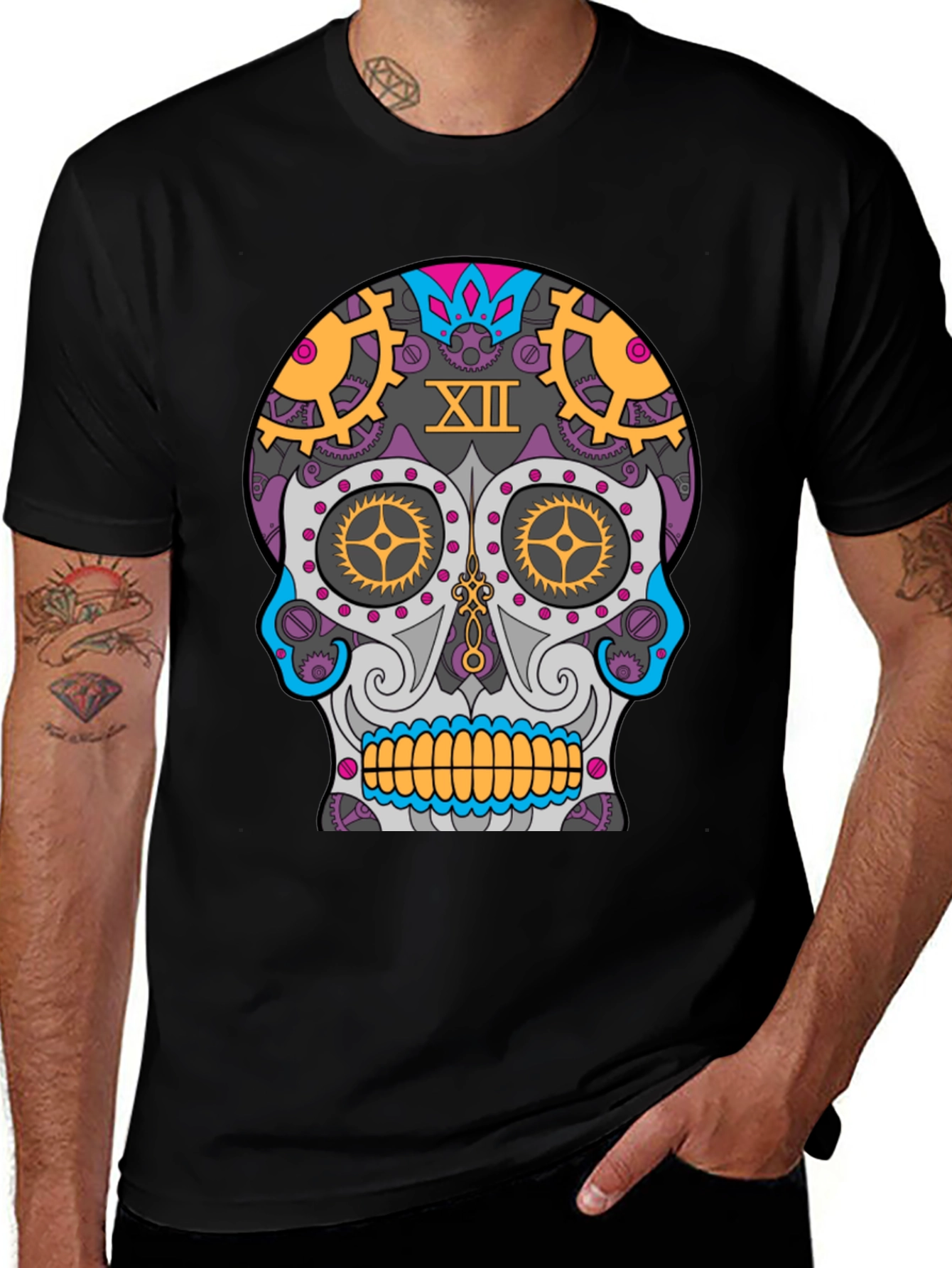 Variant 26 of Steampunk Sugar Skull T-Shirt - Unique Day of the Dead Design