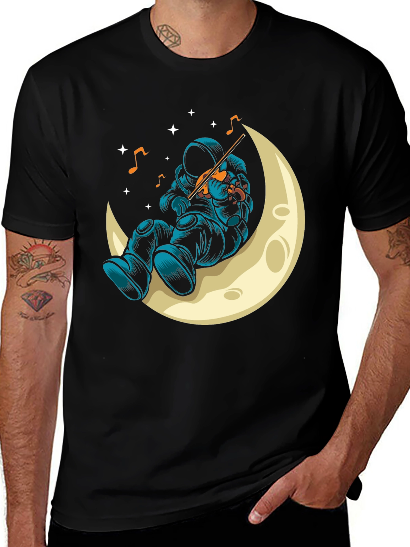 Variant 23 of Astronaut Moon Violinist Graphic T-Shirt - Unique Design