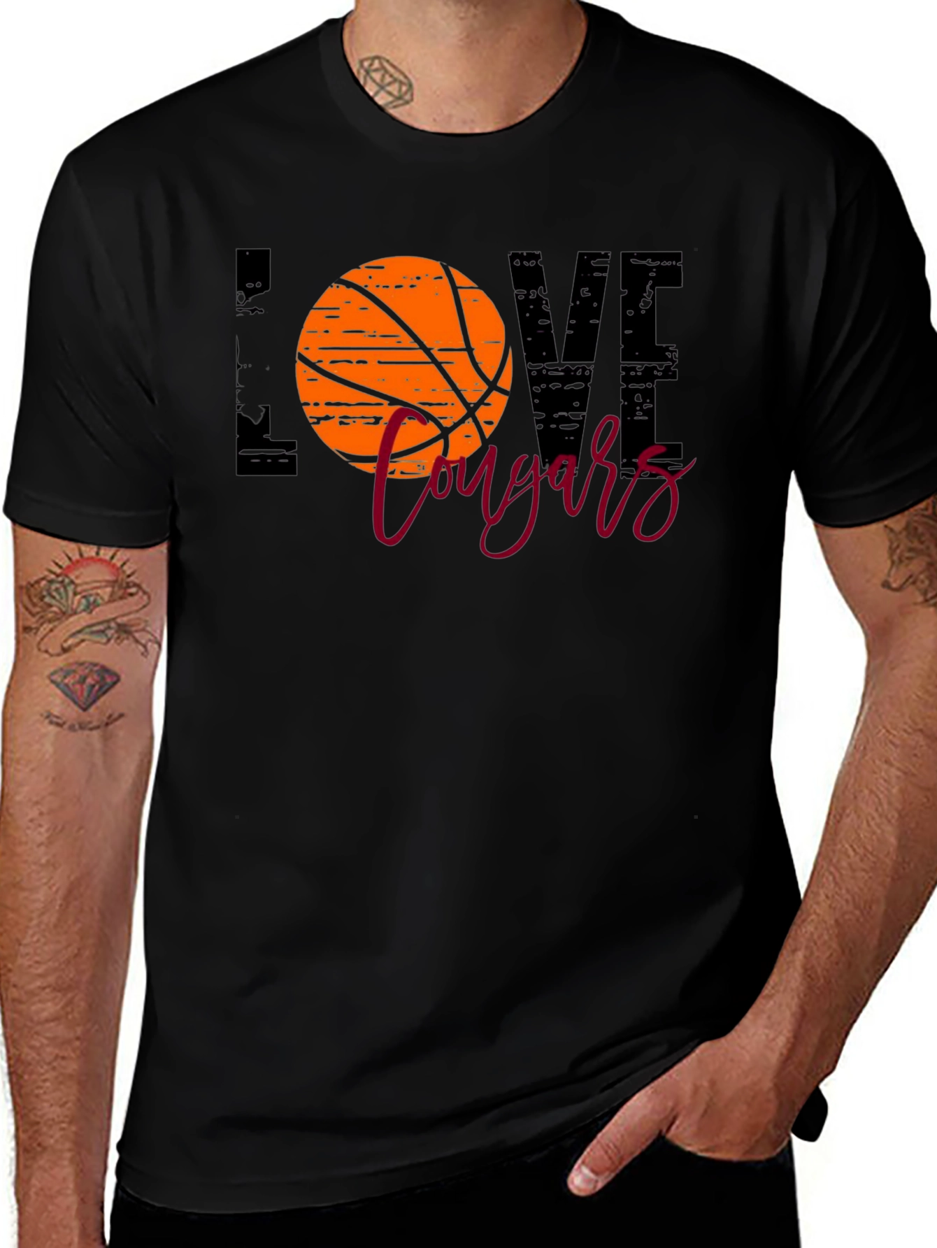 Variant 17 of Love Cougars Basketball Graphic T-Shirt