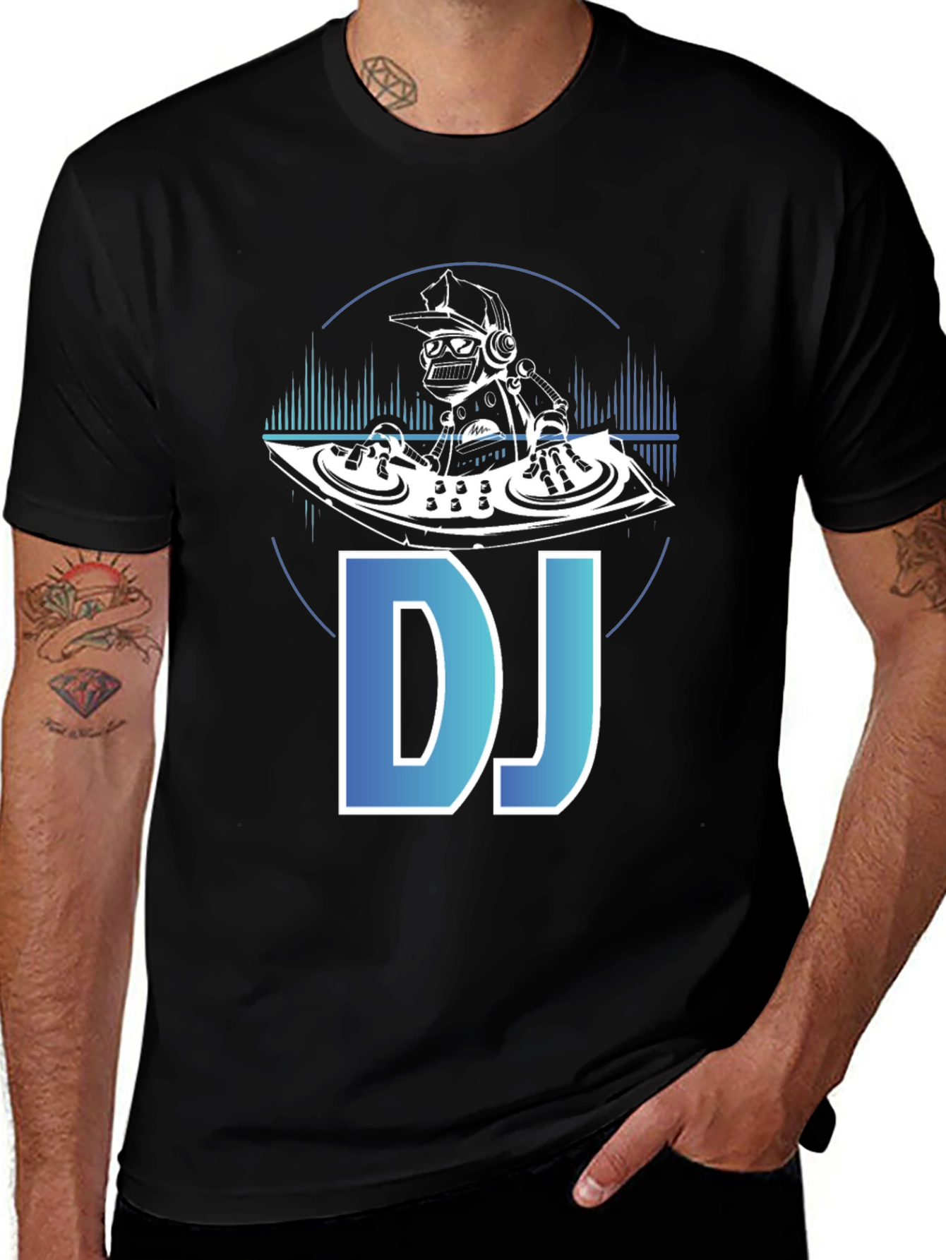 DJ Robot Graphic T-Shirt - Black