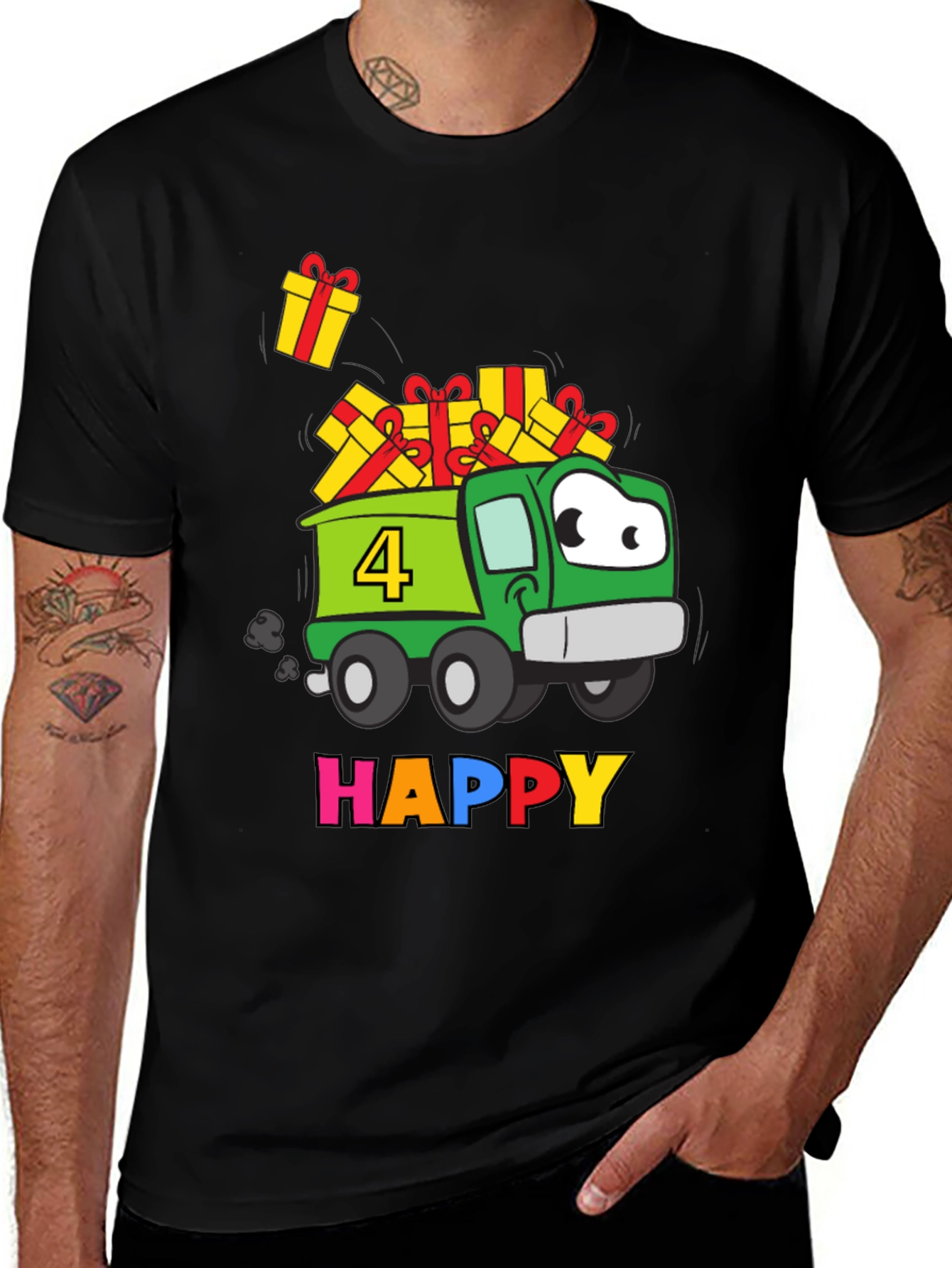 Variant 24 of Happy 4th Birthday Truck T-Shirt