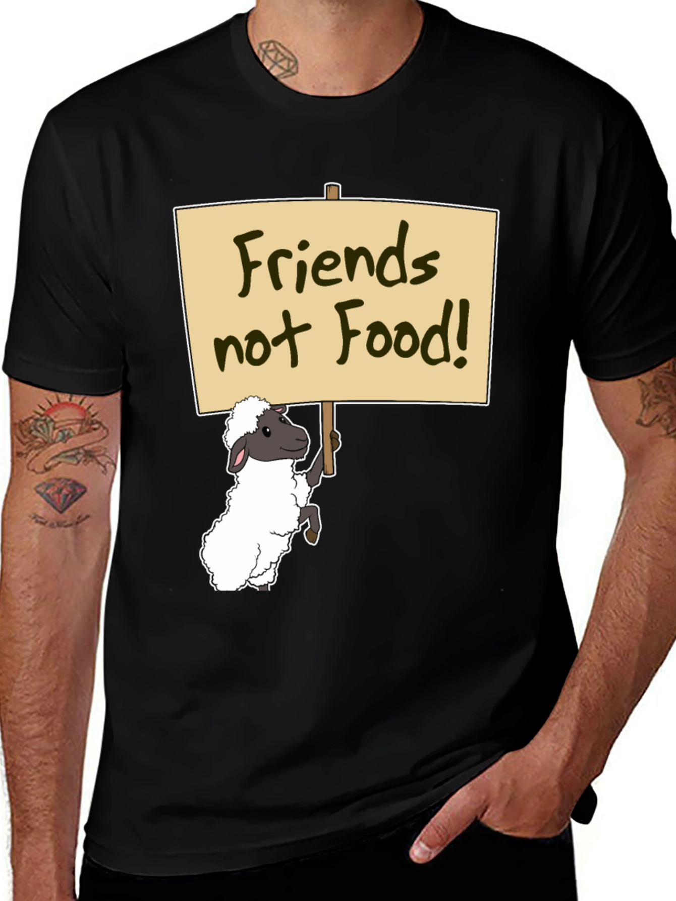 Variant 22 of Vegan Sheep T-Shirt - Friends Not Food!
