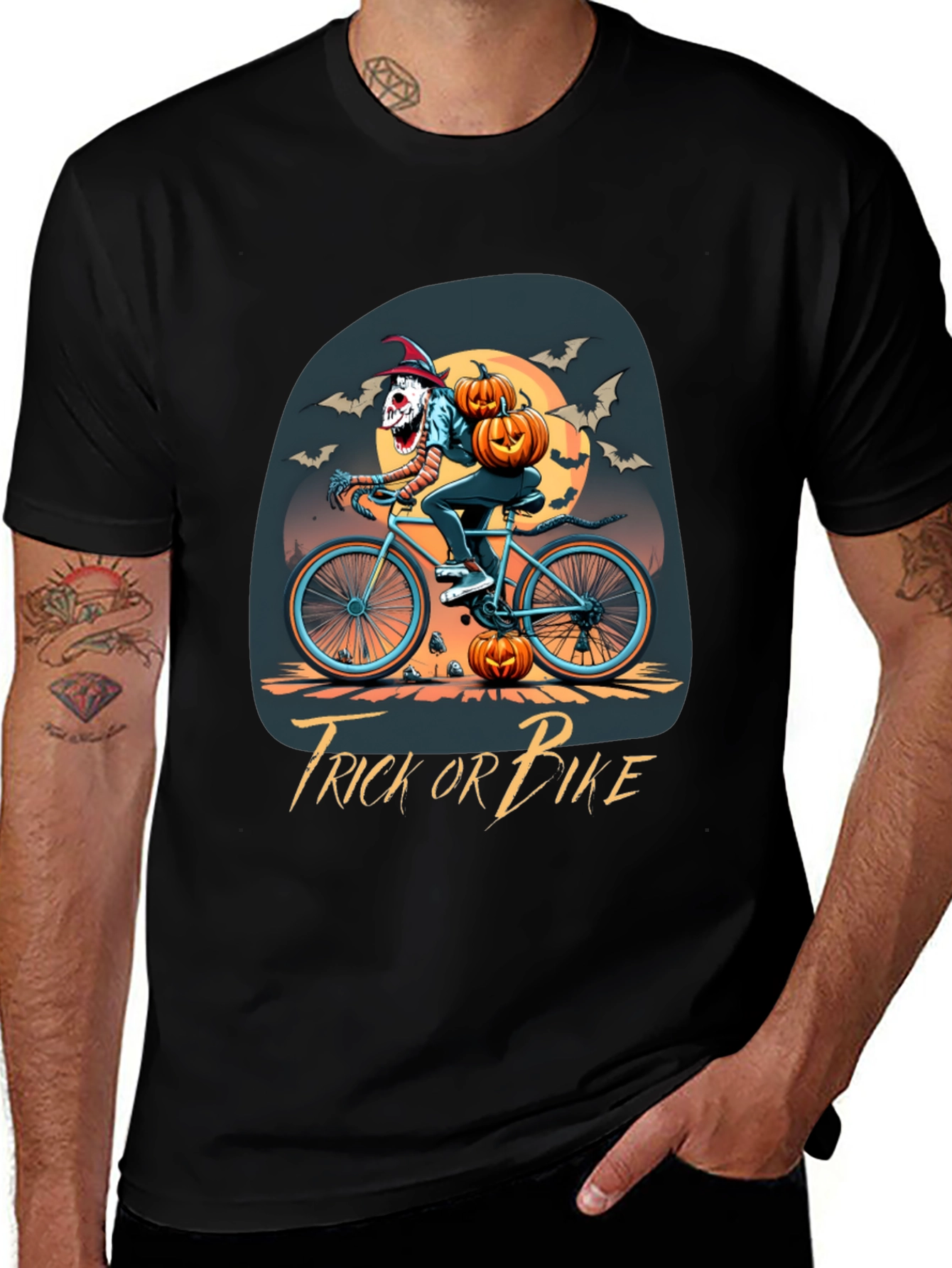 Trick or Bike Halloween T-Shirt - Men's Graphic Tee