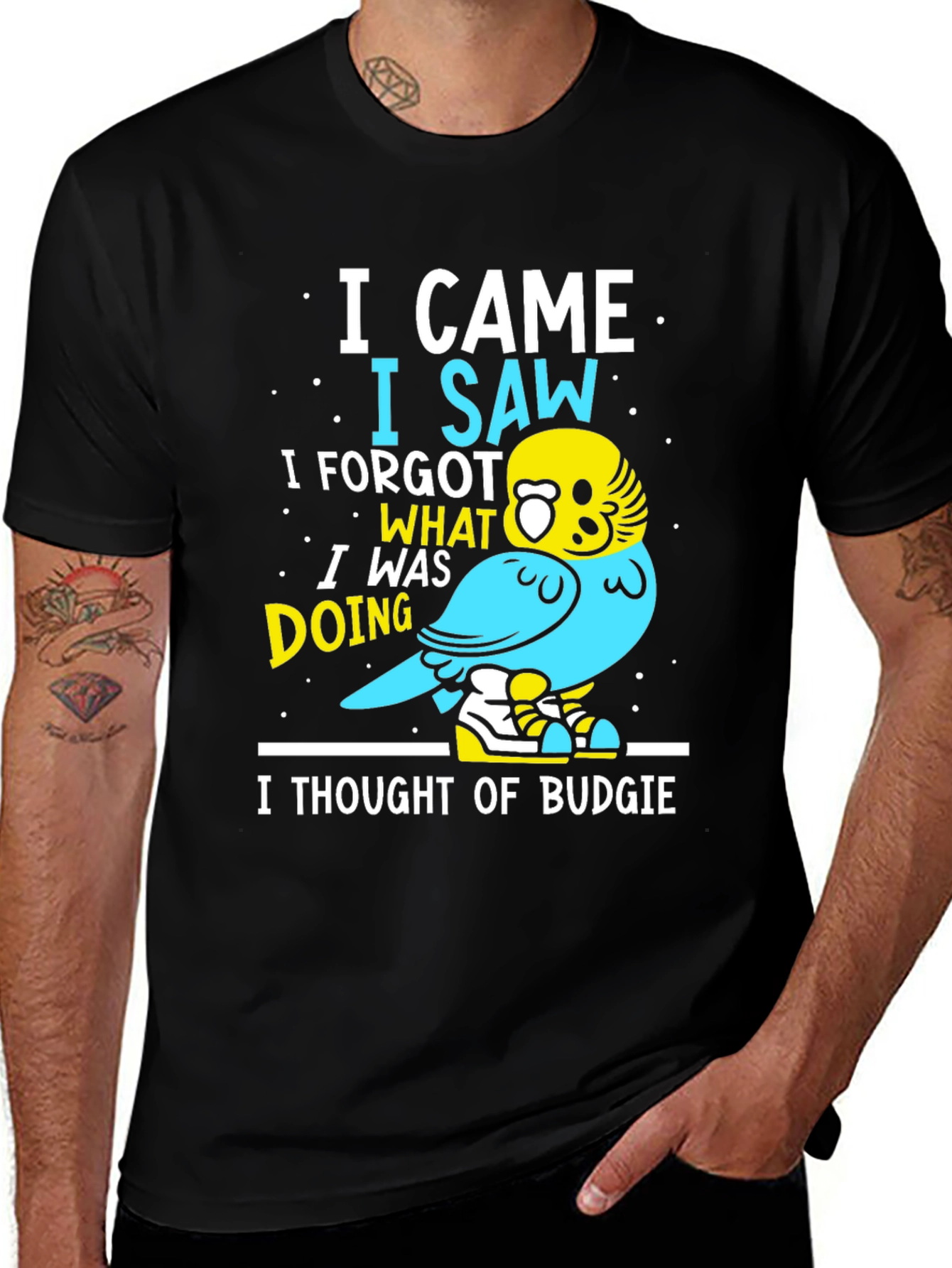 Variant 7 of Funny Budgie T-Shirt - "I Thought of Budgie" Bird Lover Tee