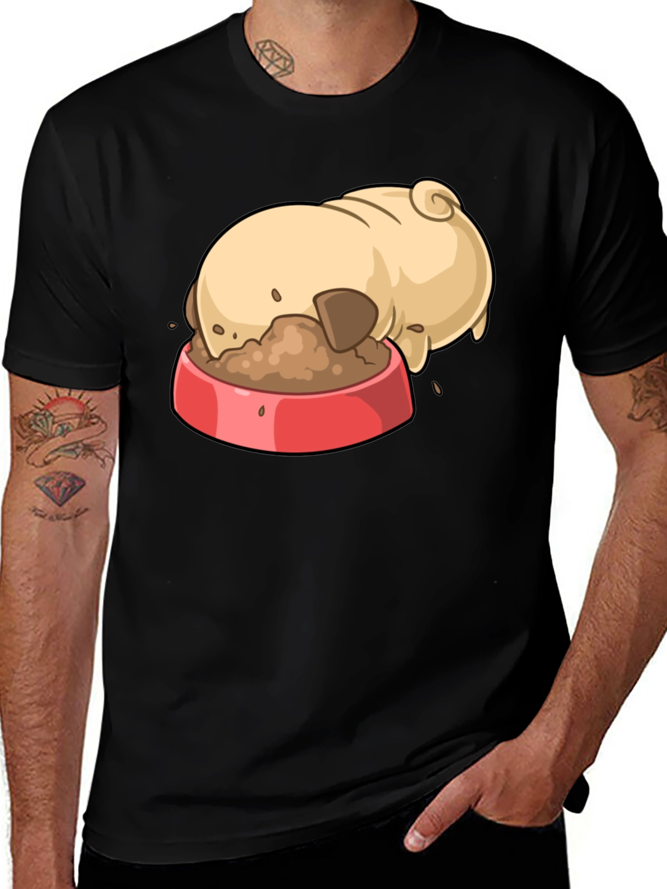 Variant 8 of Pug Eating Cartoon Graphic T-Shirt