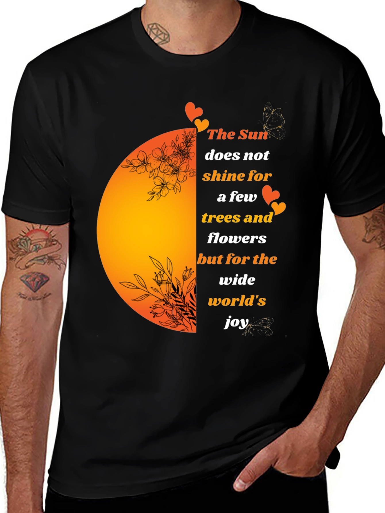 Variant 22 of Inspirational Sun Graphic Black T-Shirt