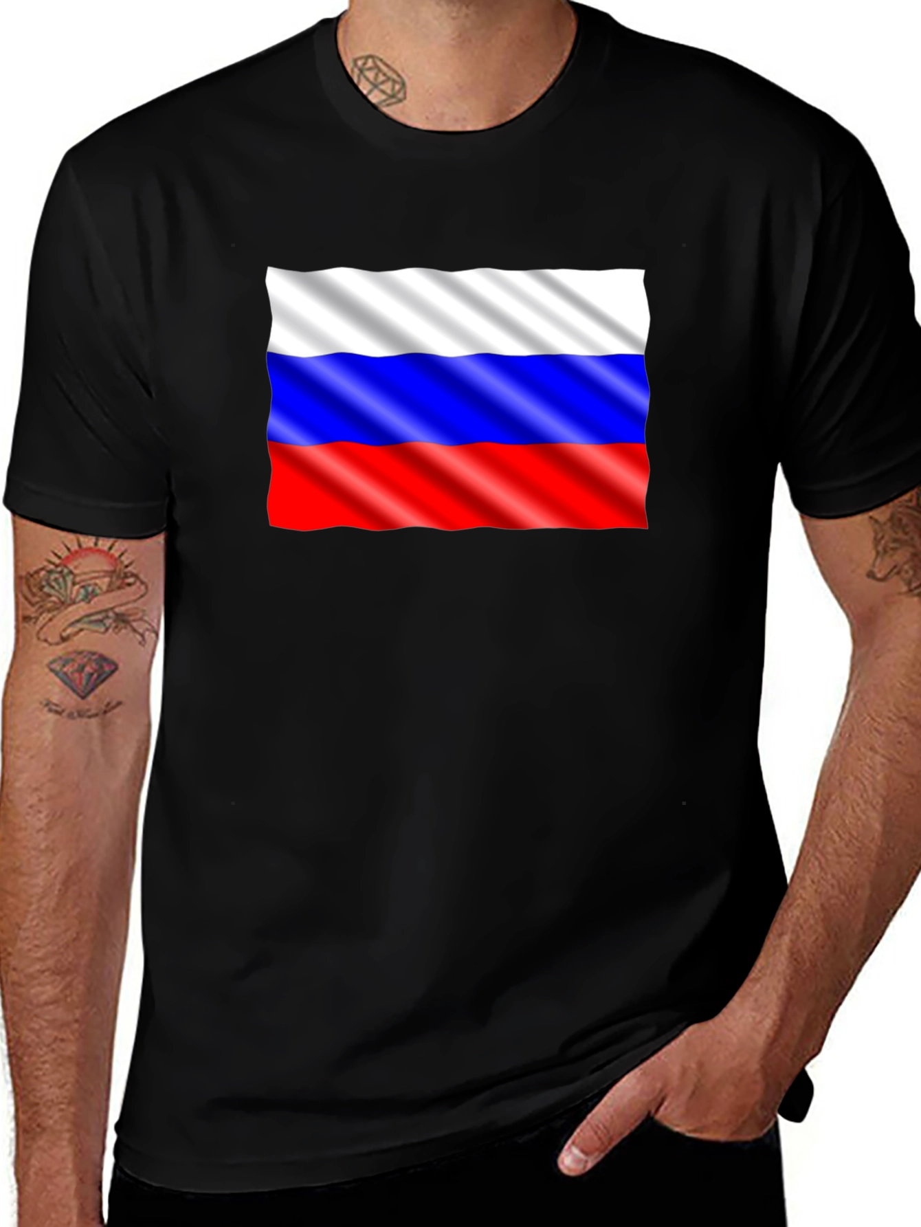 Russian Flag Graphic Tee - Black