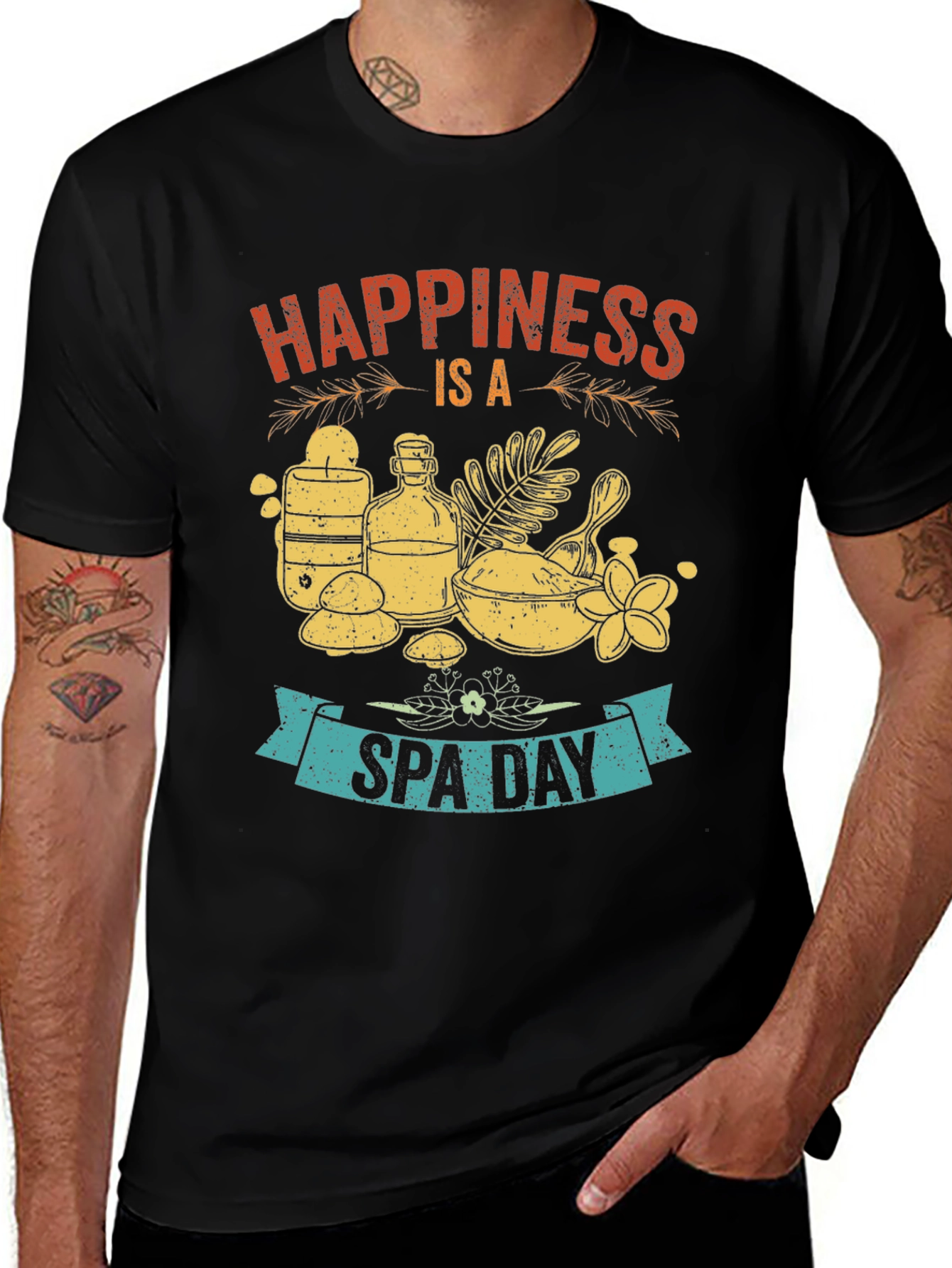 Variant 5 of Happiness is a Spa Day Graphic Tee - Relaxing Comfort