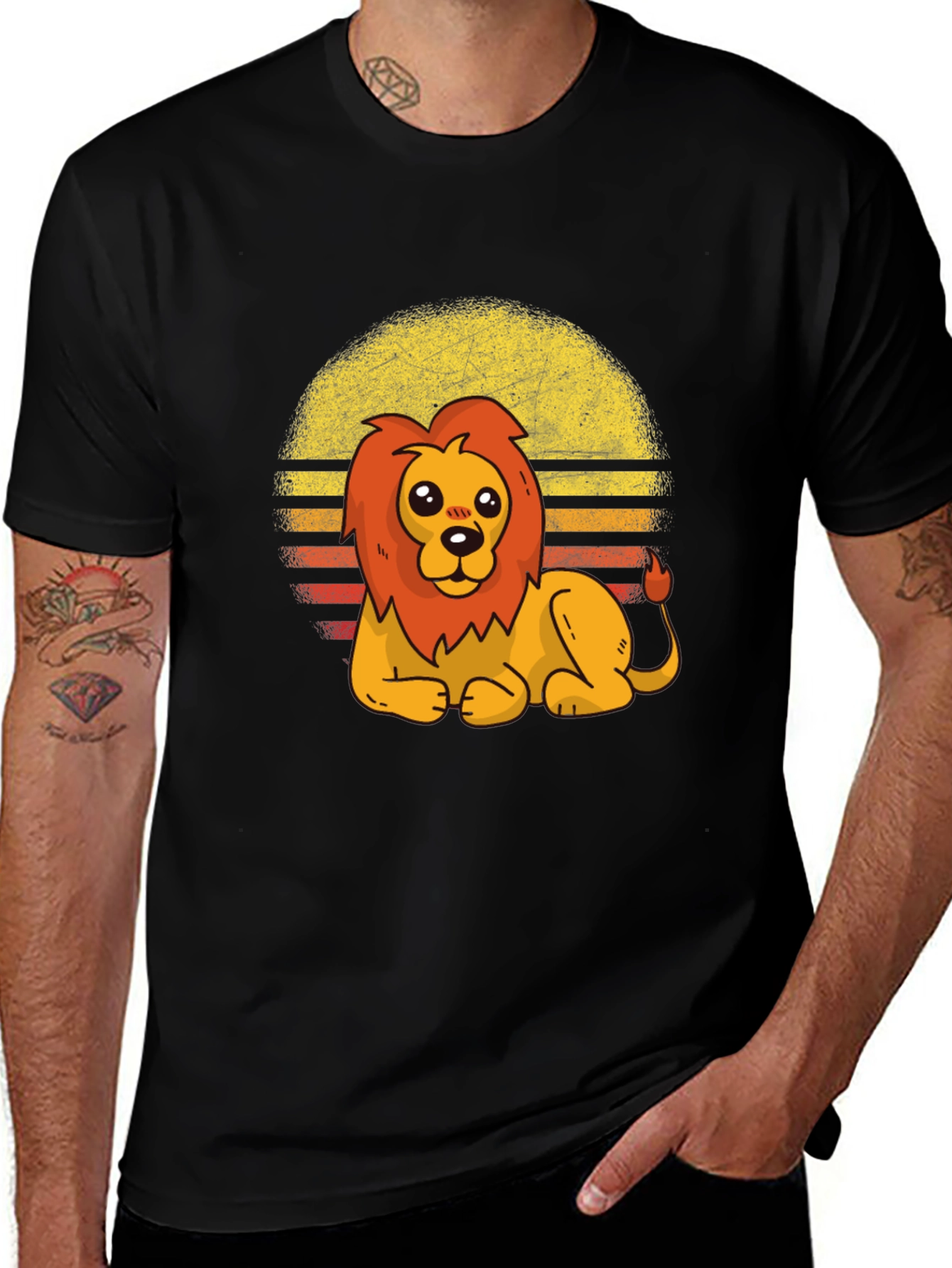 Variant 20 of Cute Lion Retro Sunset Graphic Tee
