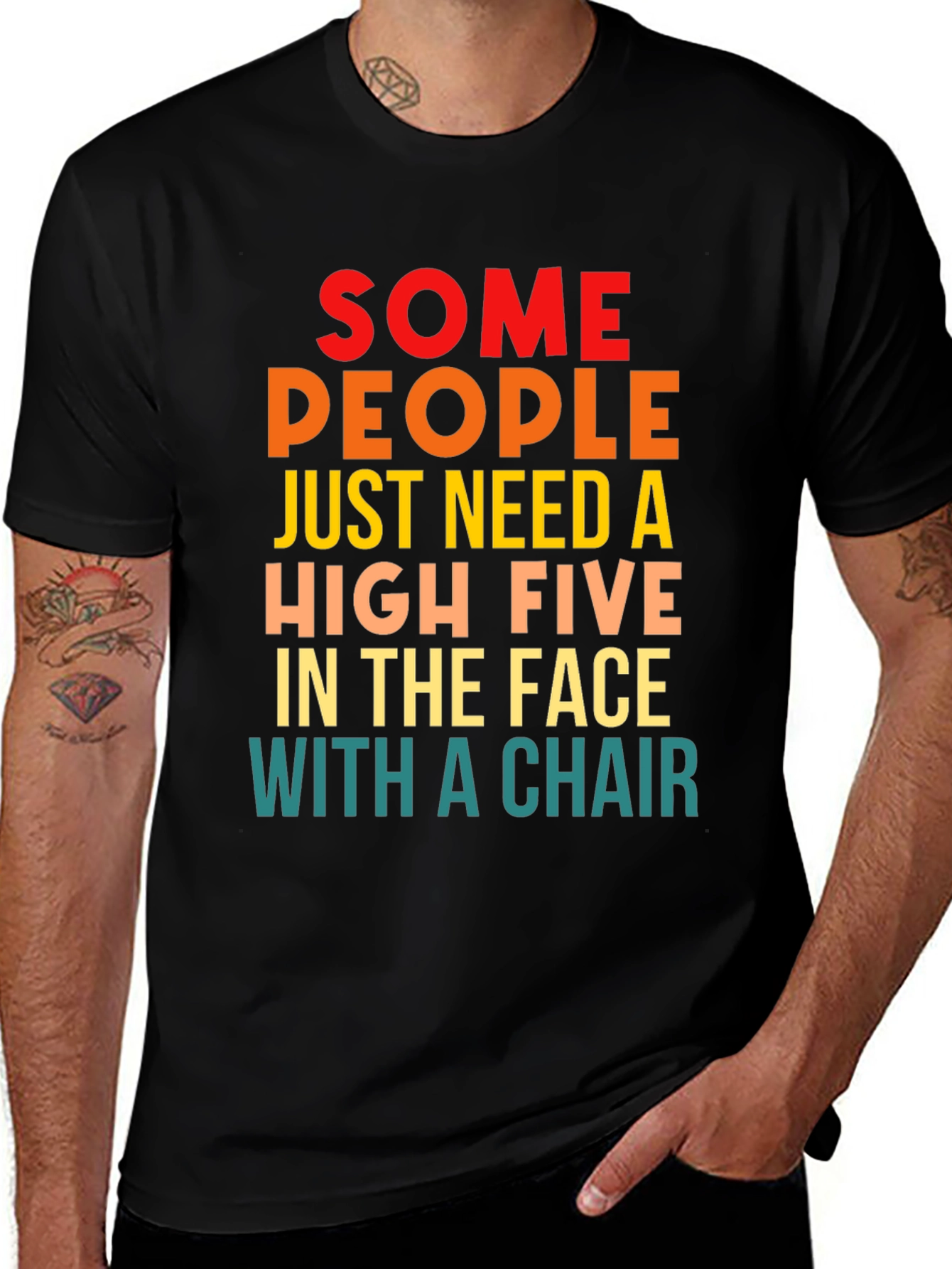 Variant 2 of Sarcastic Humor T-Shirt - High Five With a Chair