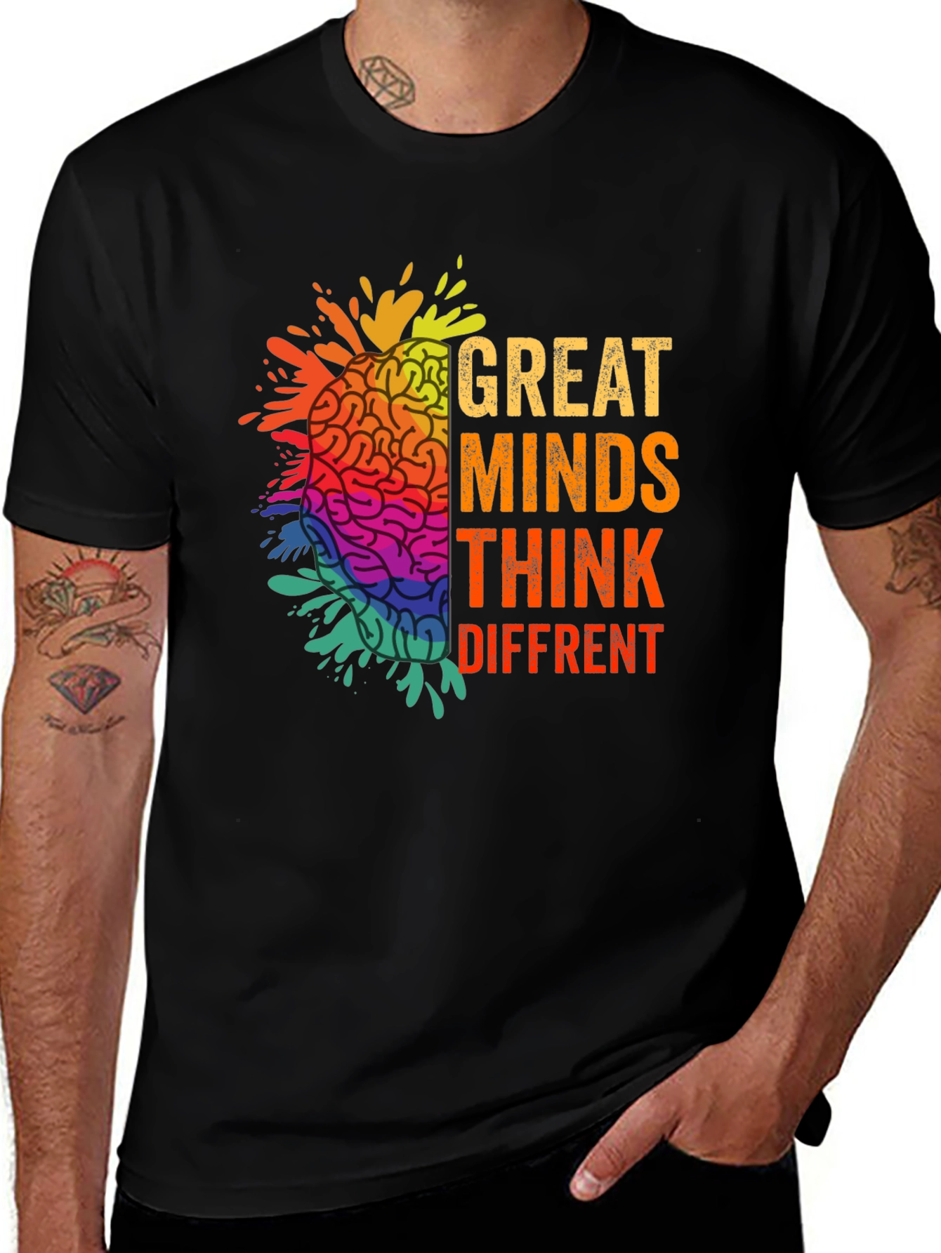 Variant 21 of Great Minds Think Different Tee - Stylish Brain Graphic T-Shirt