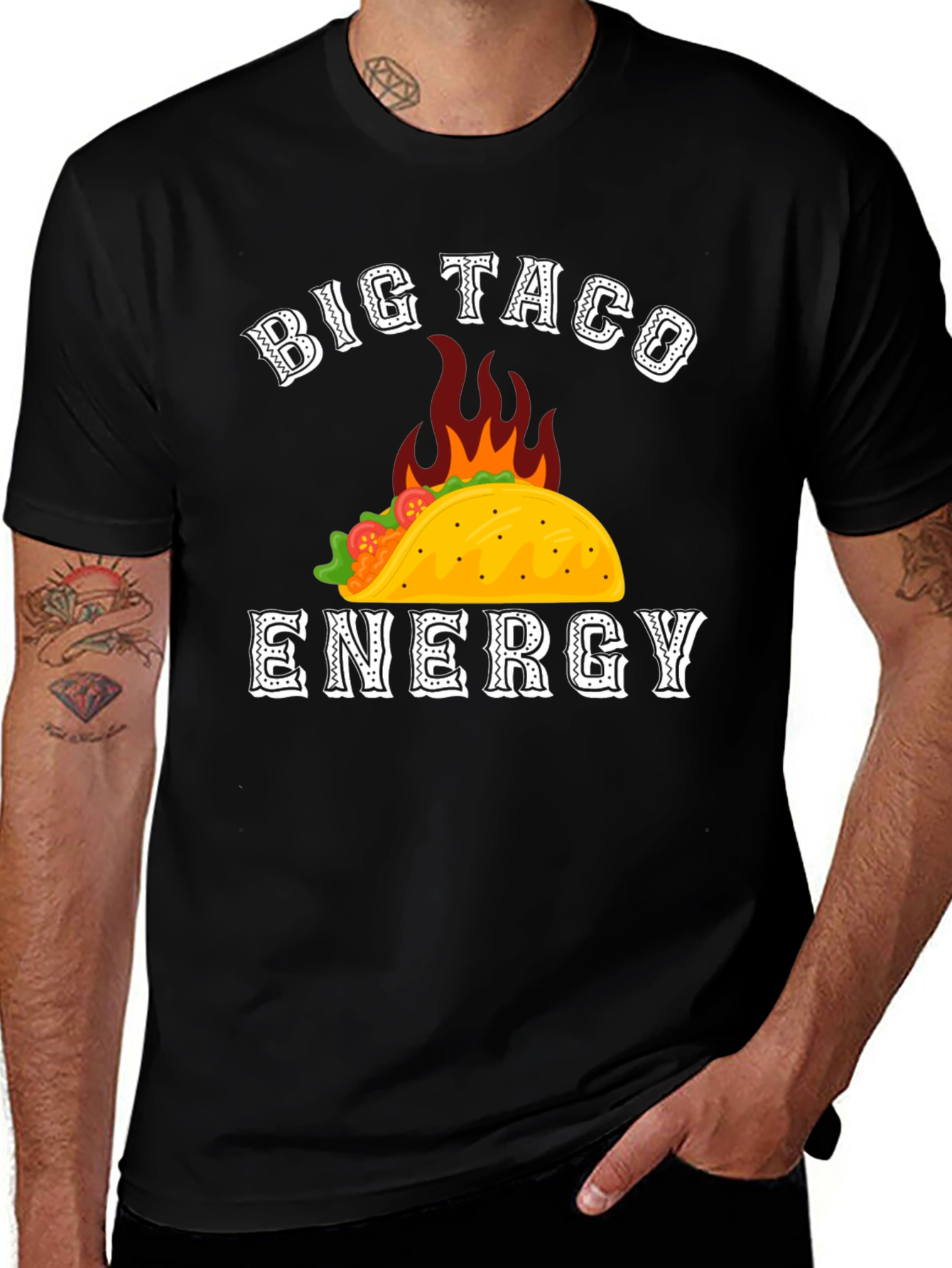 Variant 27 of Big Taco Energy Graphic Tee - Black