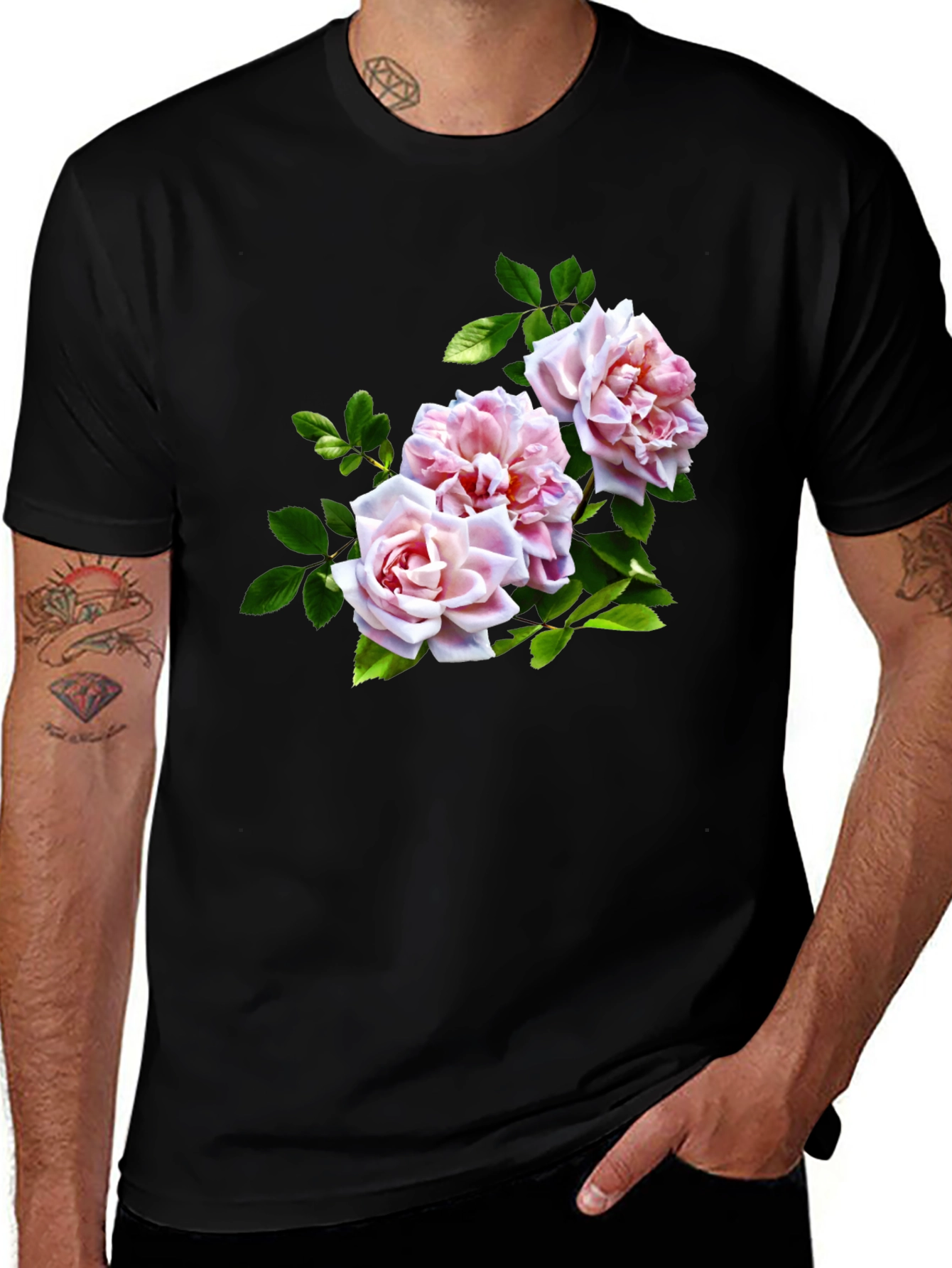 Variant 9 of Floral Print Black T-Shirt