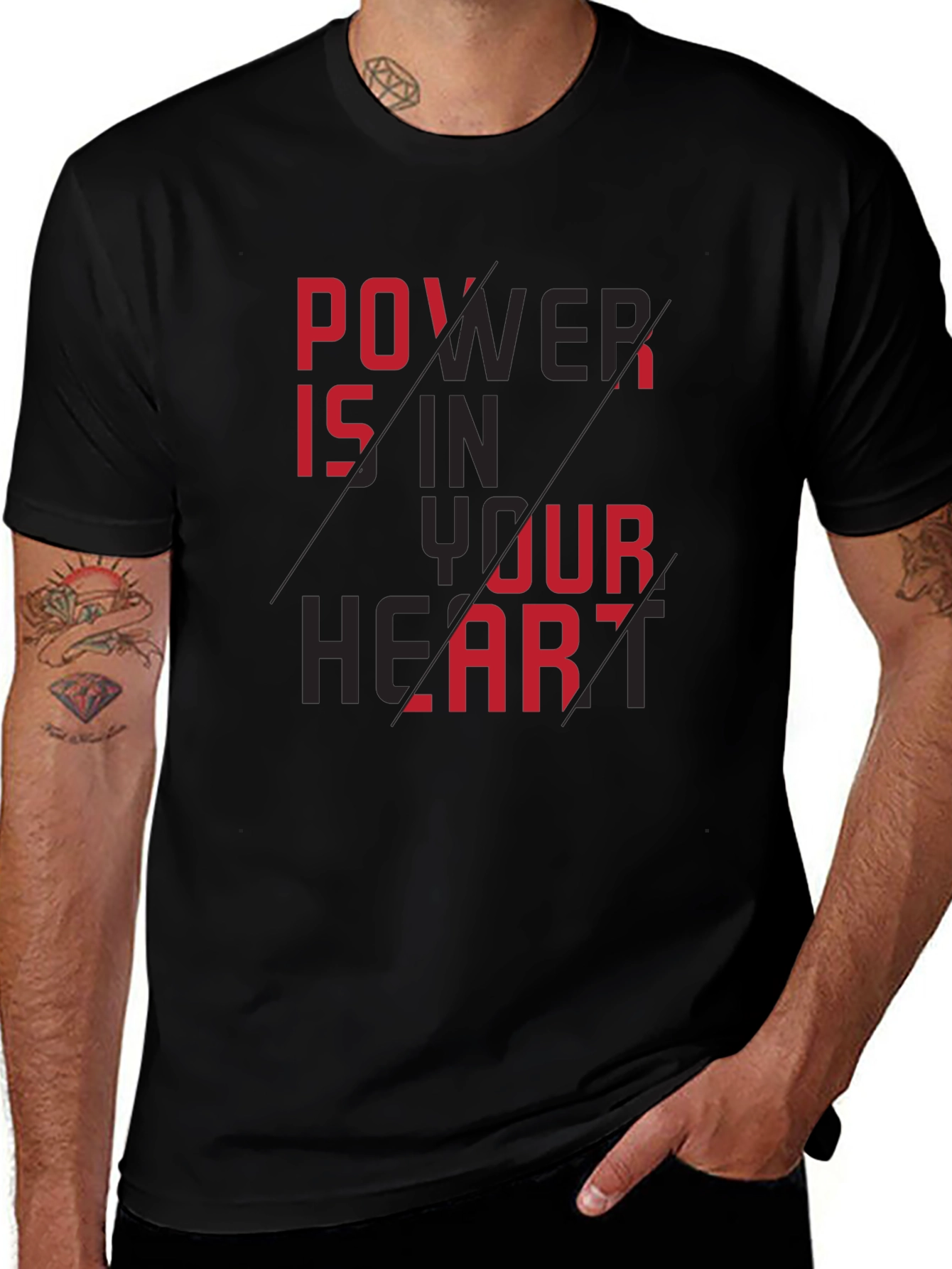 Variant 3 of Power Is In Your Heart Graphic Tee - Black