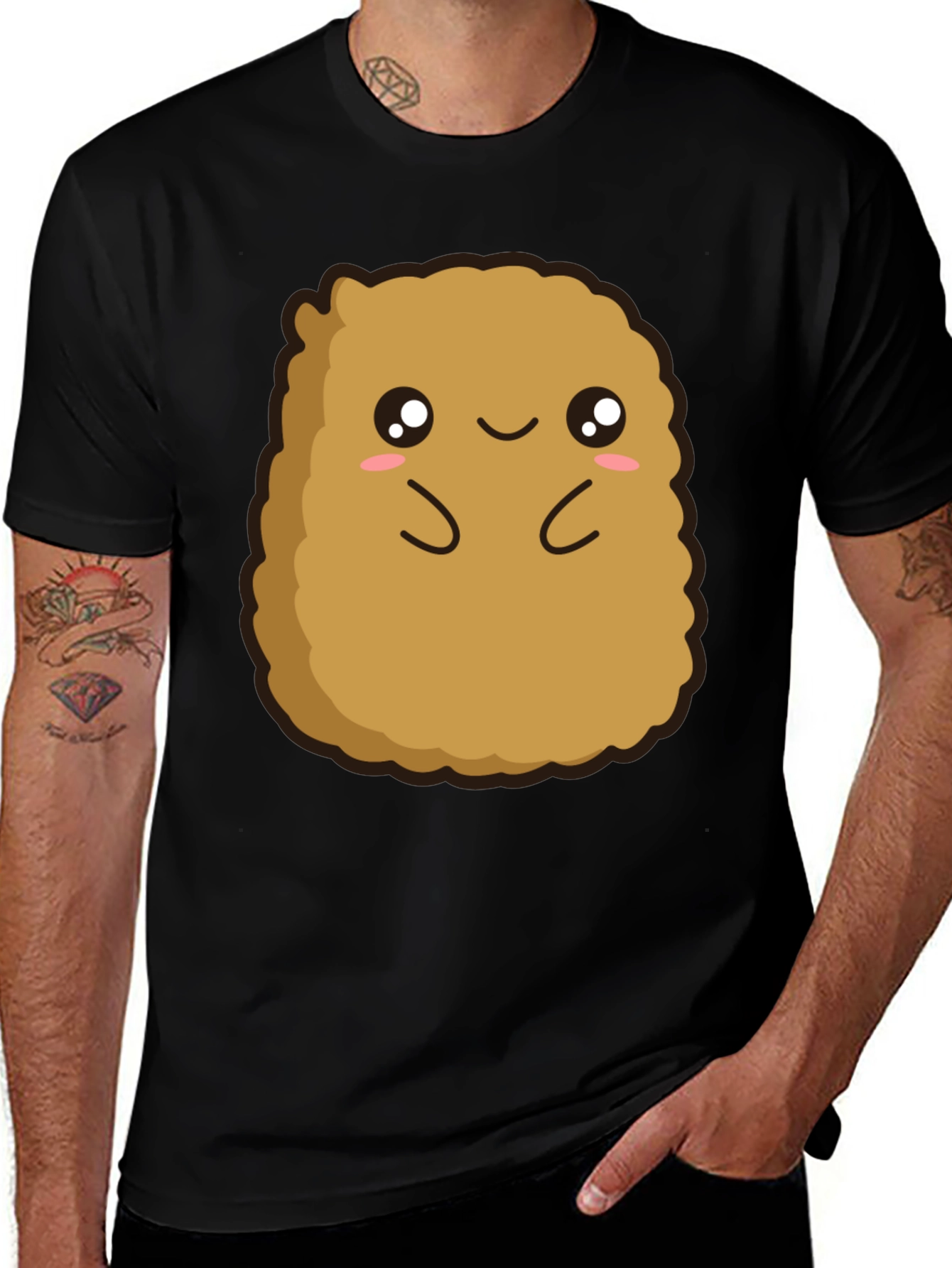 Variant 17 of Cute Chicken Nugget Graphic Tee - Unisex Black T-Shirt