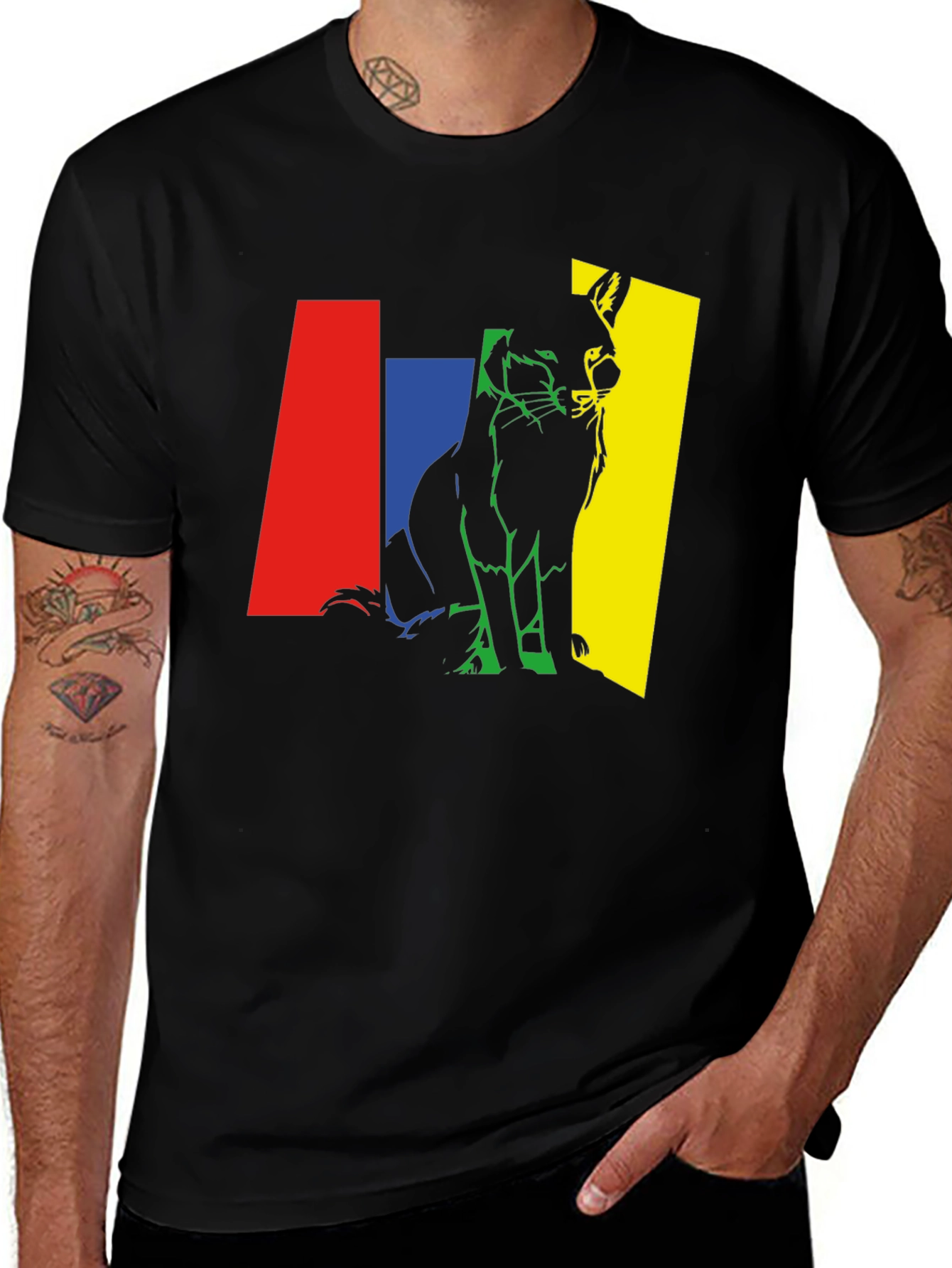 Variant 3 of Abstract Fox Graphic Tee - Men's Black T-Shirt