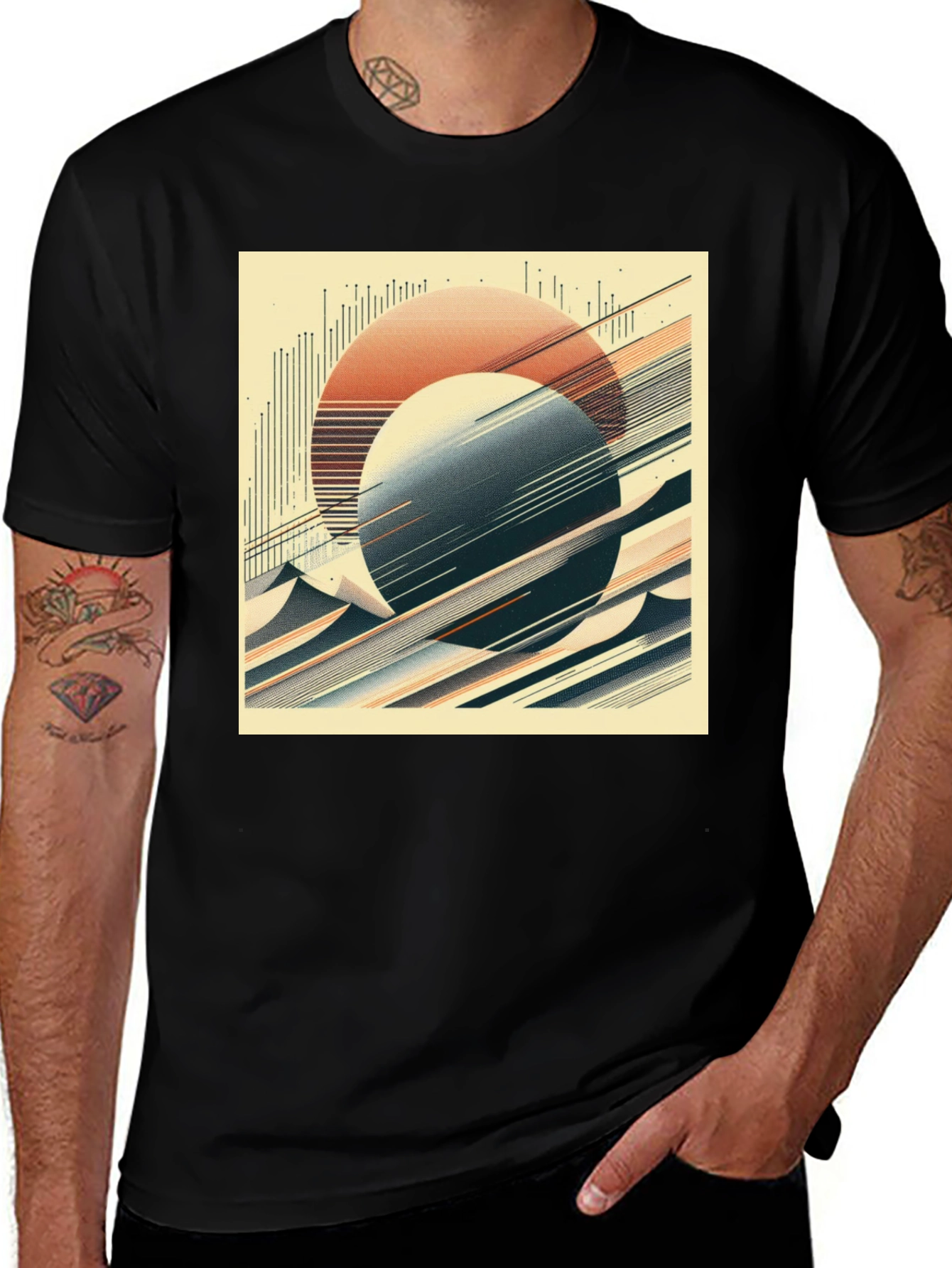 Variant 26 of Abstract Graphic Tee - Retro Geometric Design