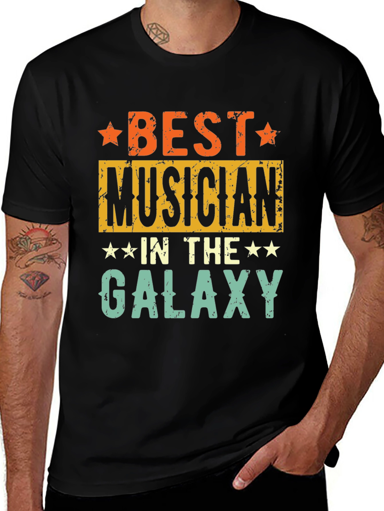 Variant 10 of Best Musician in the Galaxy T-Shirt - Retro Style