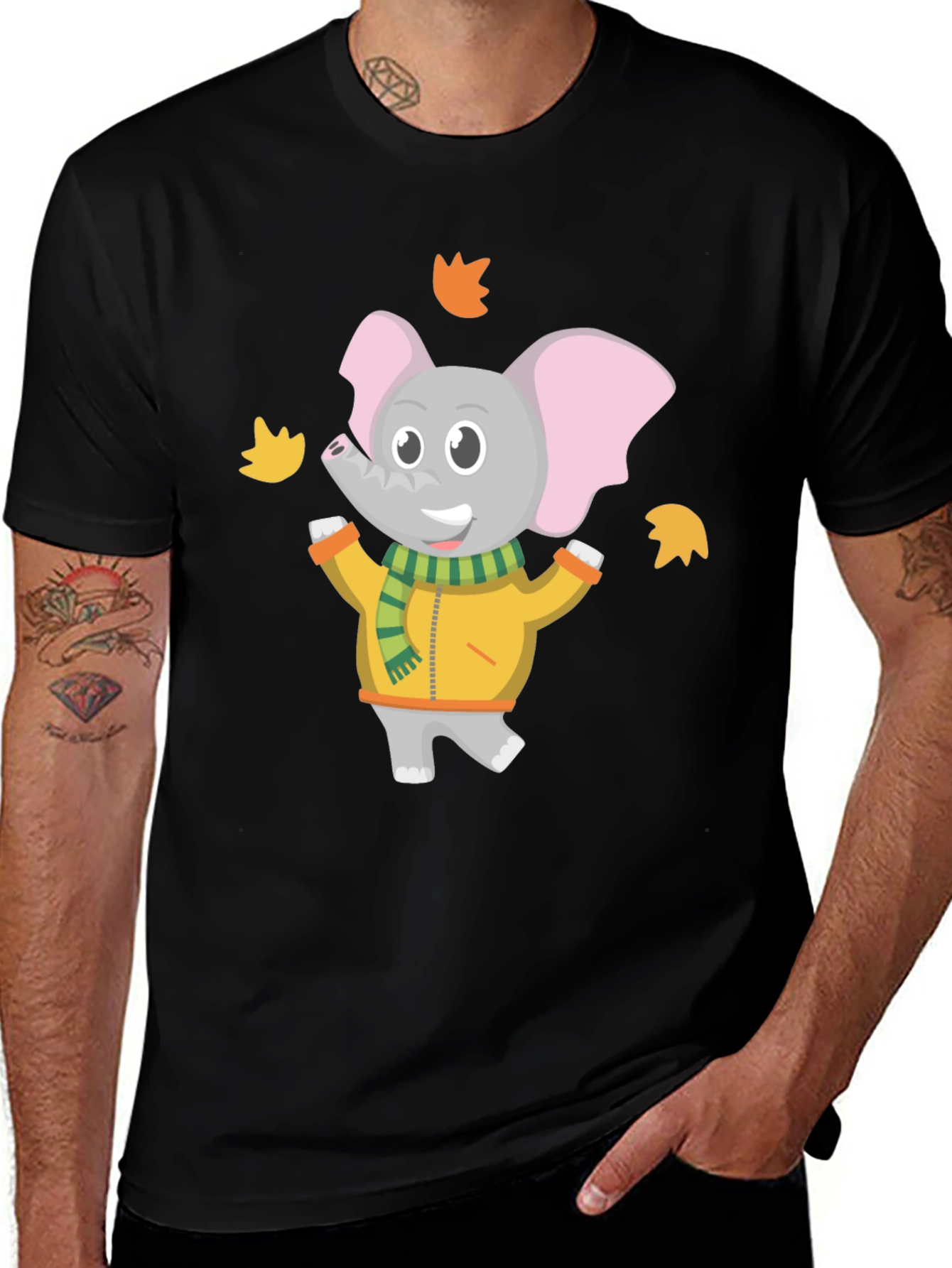 Variant 26 of Cute Elephant Fall Leaves Graphic T-Shirt