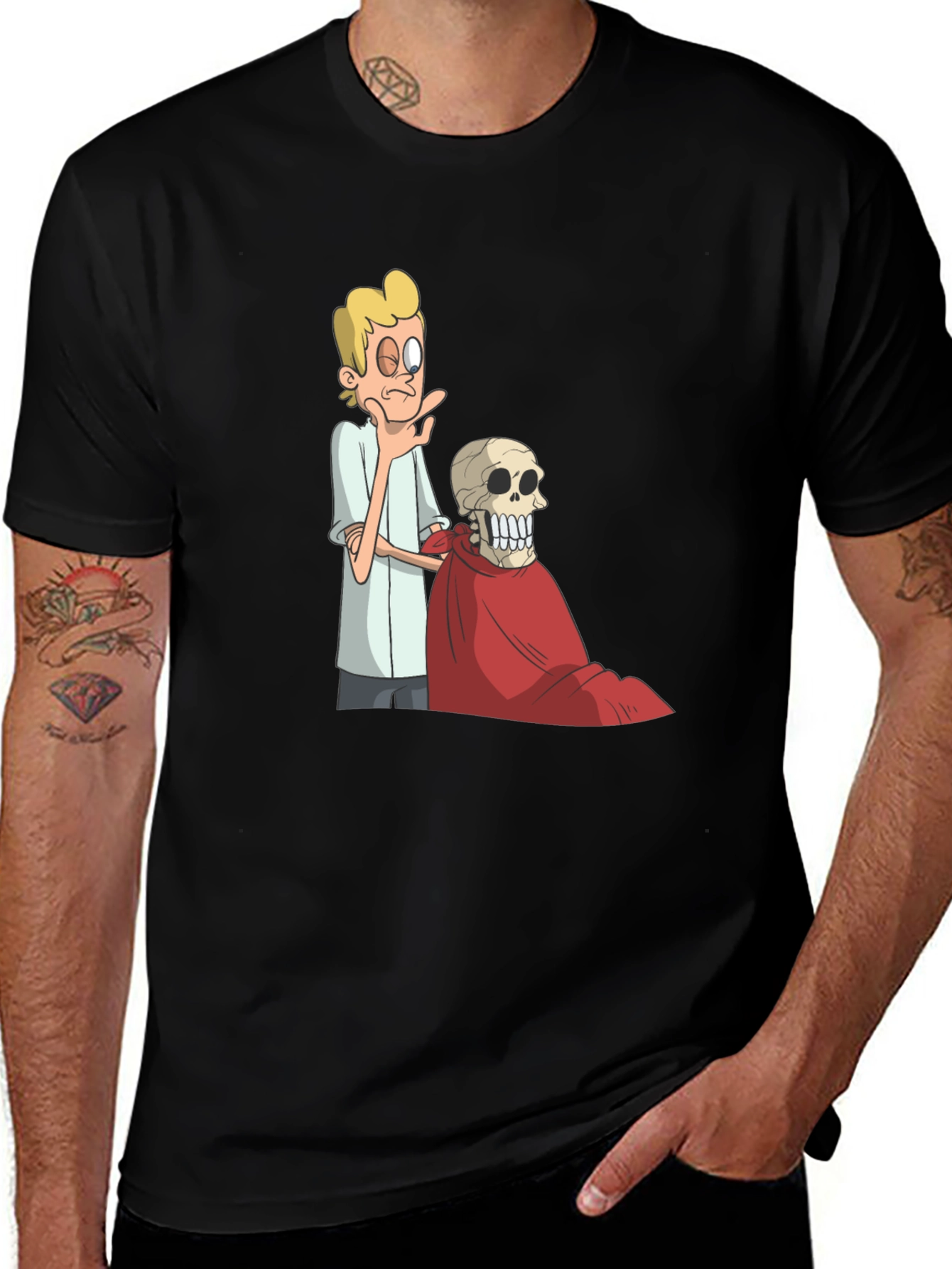 Variant 30 of Funny Cartoon Graphic Black T-Shirt