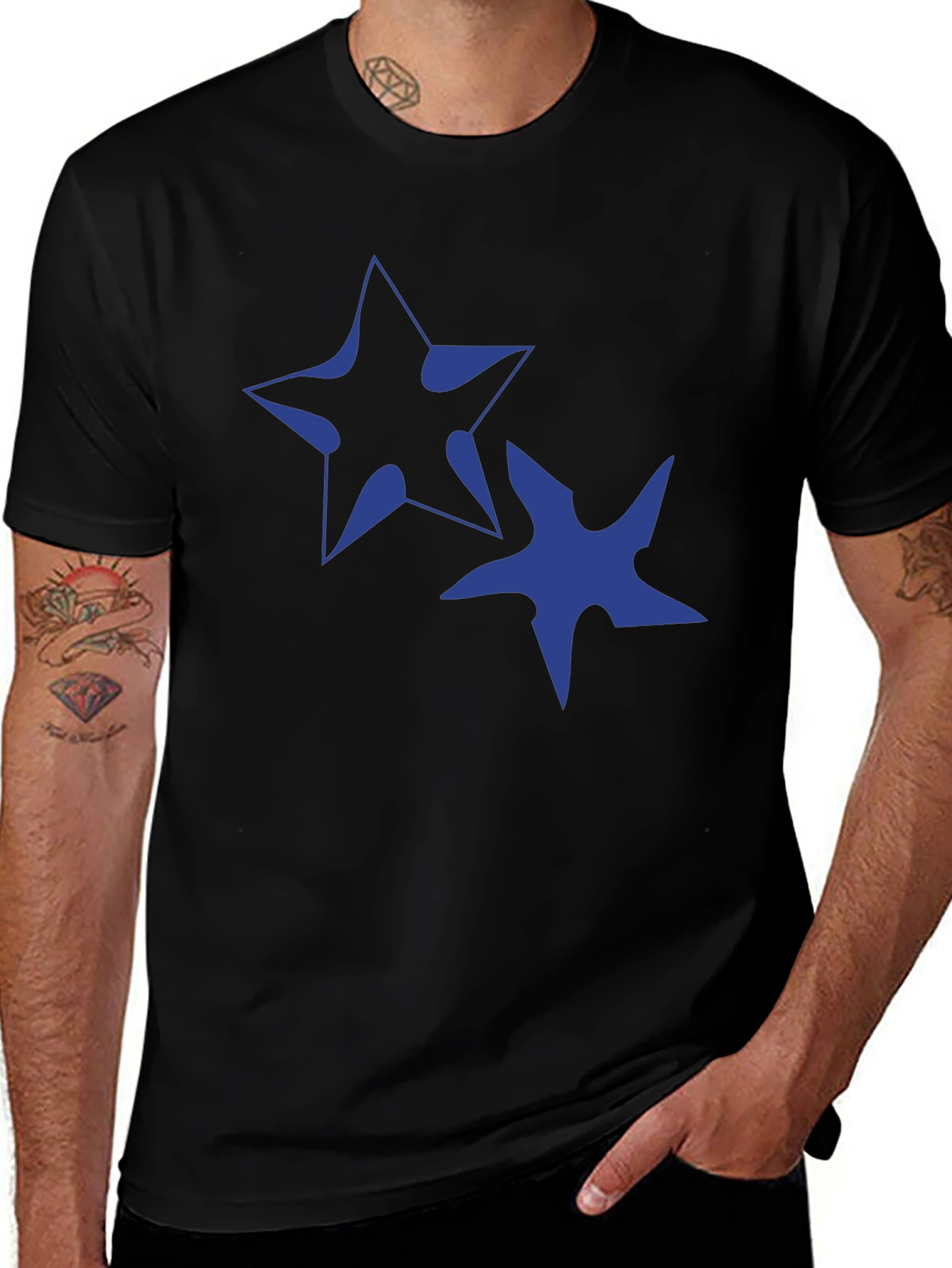Variant 7 of Abstract Star Graphic Tee - Casual Black T-Shirt