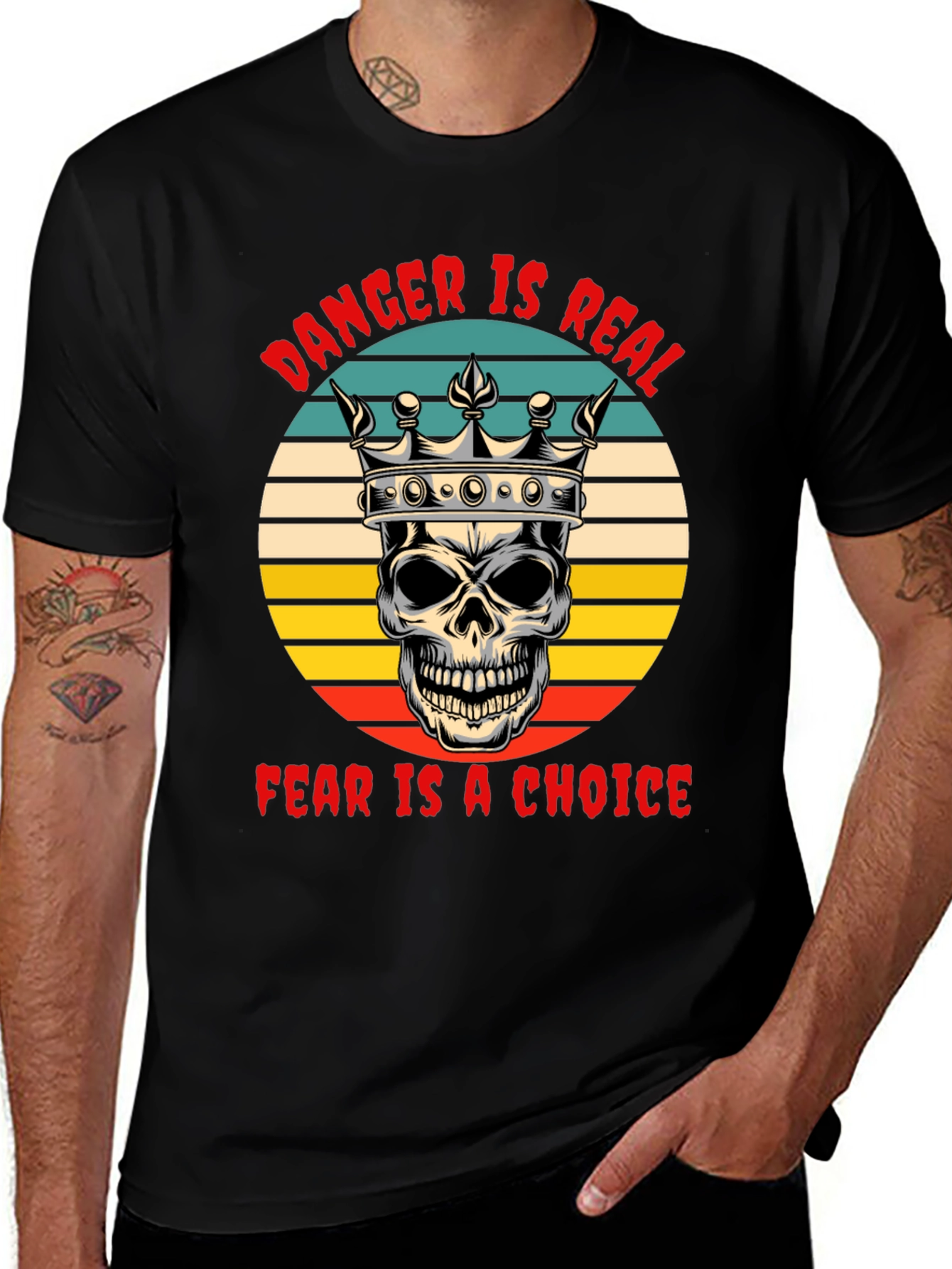 Variant 13 of Danger Is Real Skull Graphic Tee