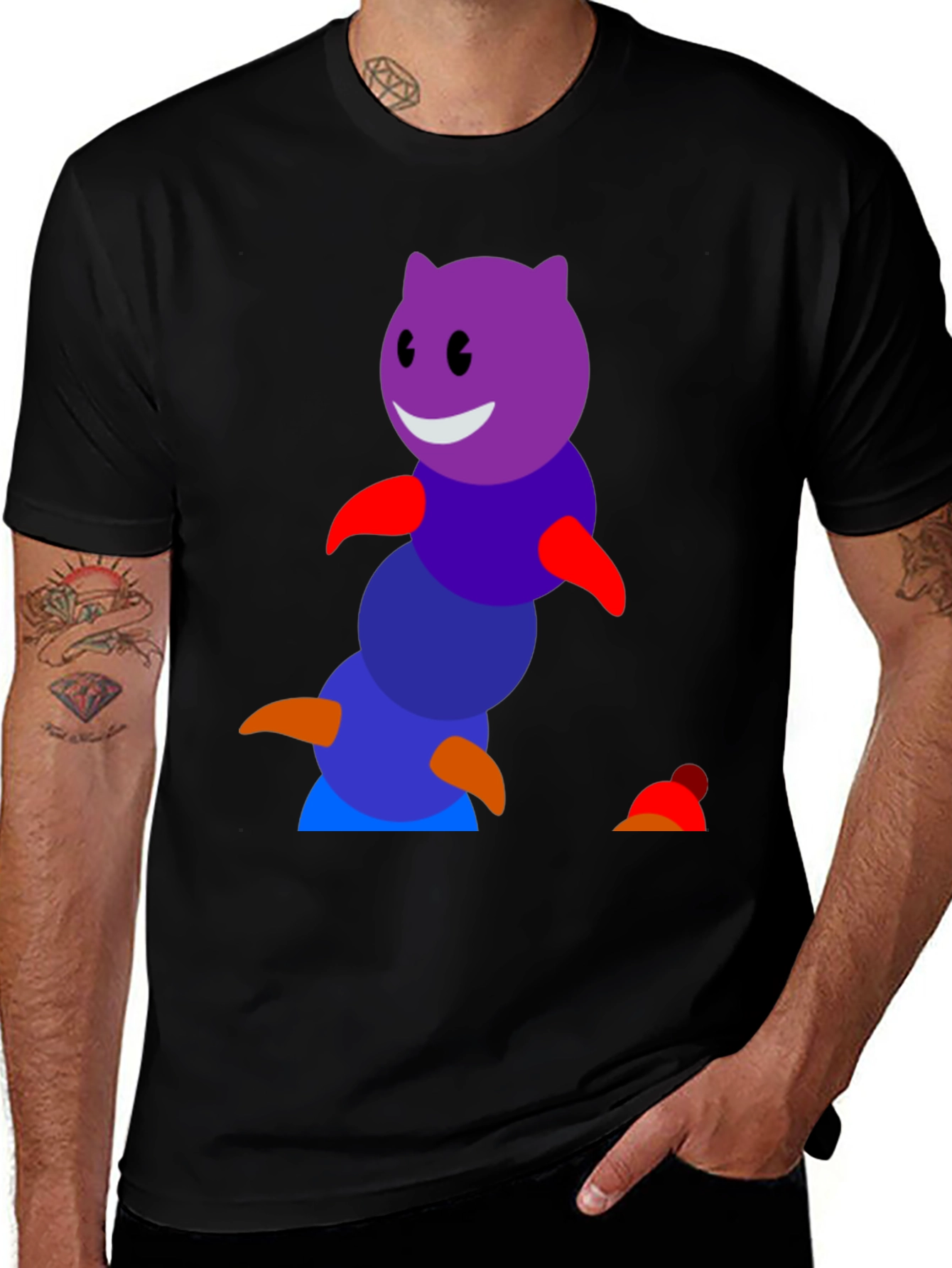 Variant 15 of Cartoon Caterpillar Graphic Tee - Fun Novelty Shirt