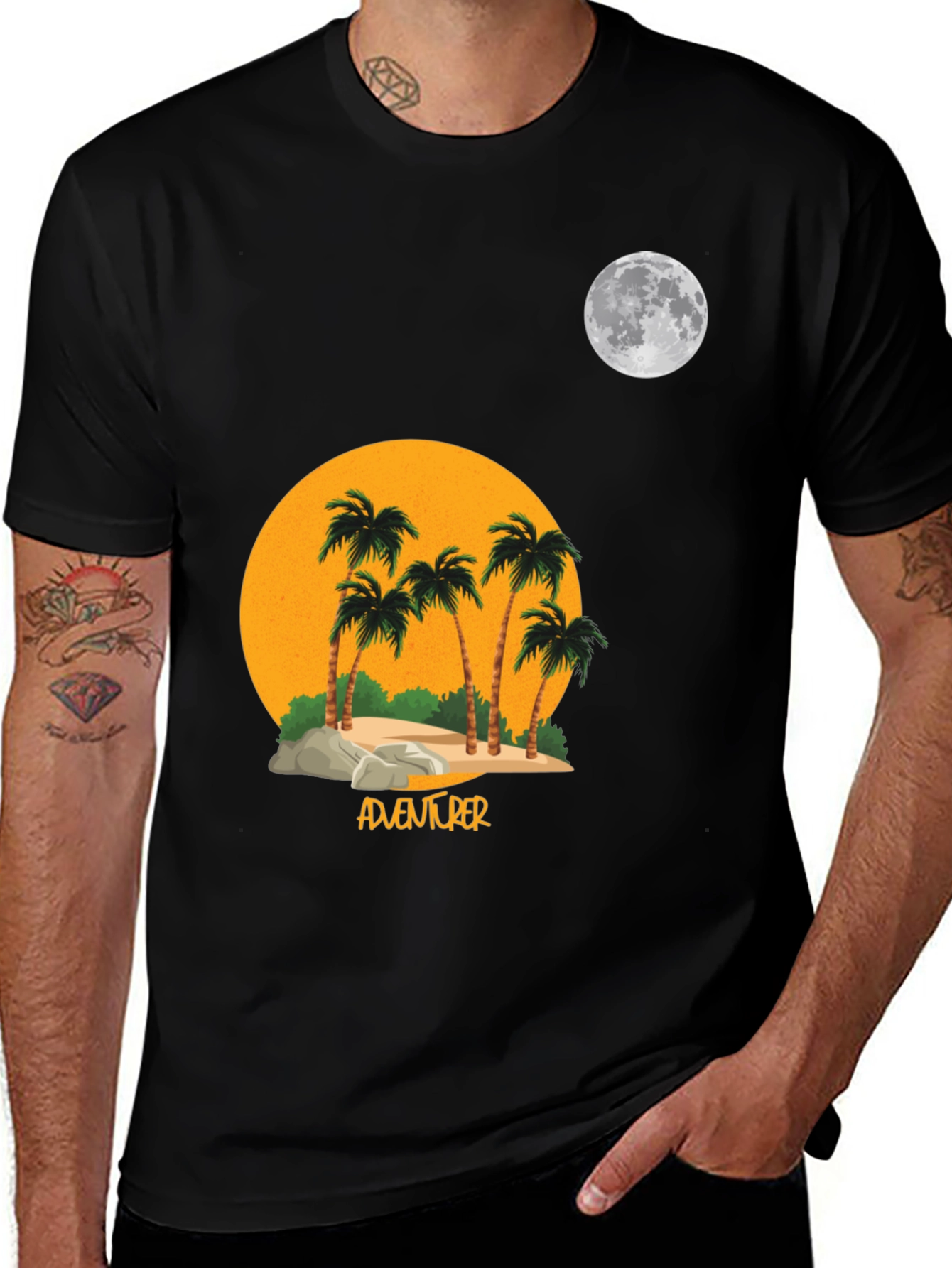 Variant 17 of Adventurer Palm Tree Moon Graphic T-Shirt
