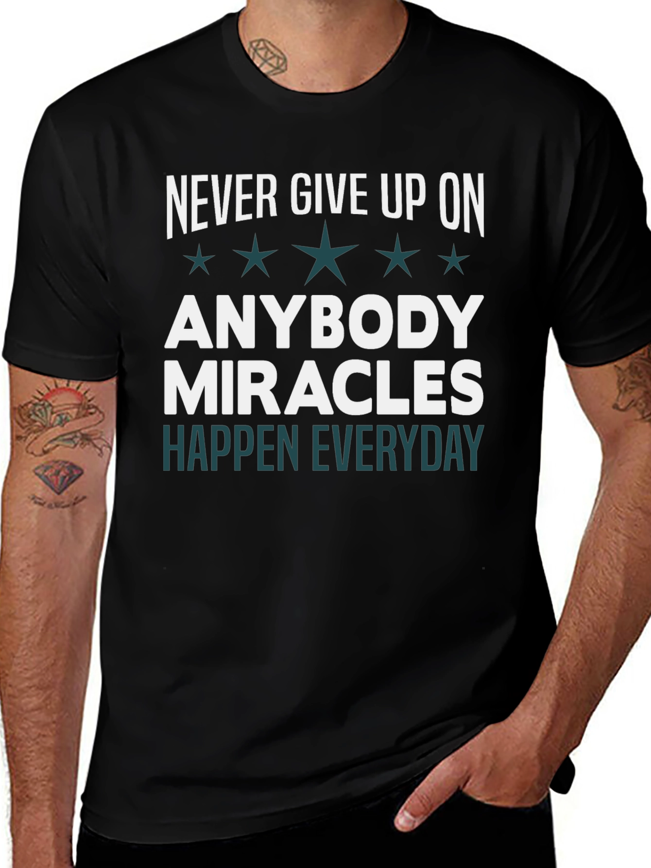Variant 24 of Inspirational Graphic T-Shirt: Never Give Up
