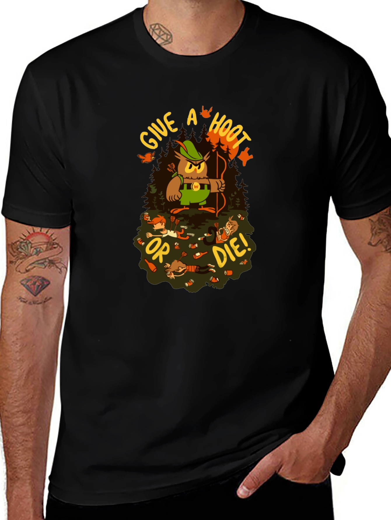 Variant 10 of Give a Hoot or Die! Graphic T-Shirt